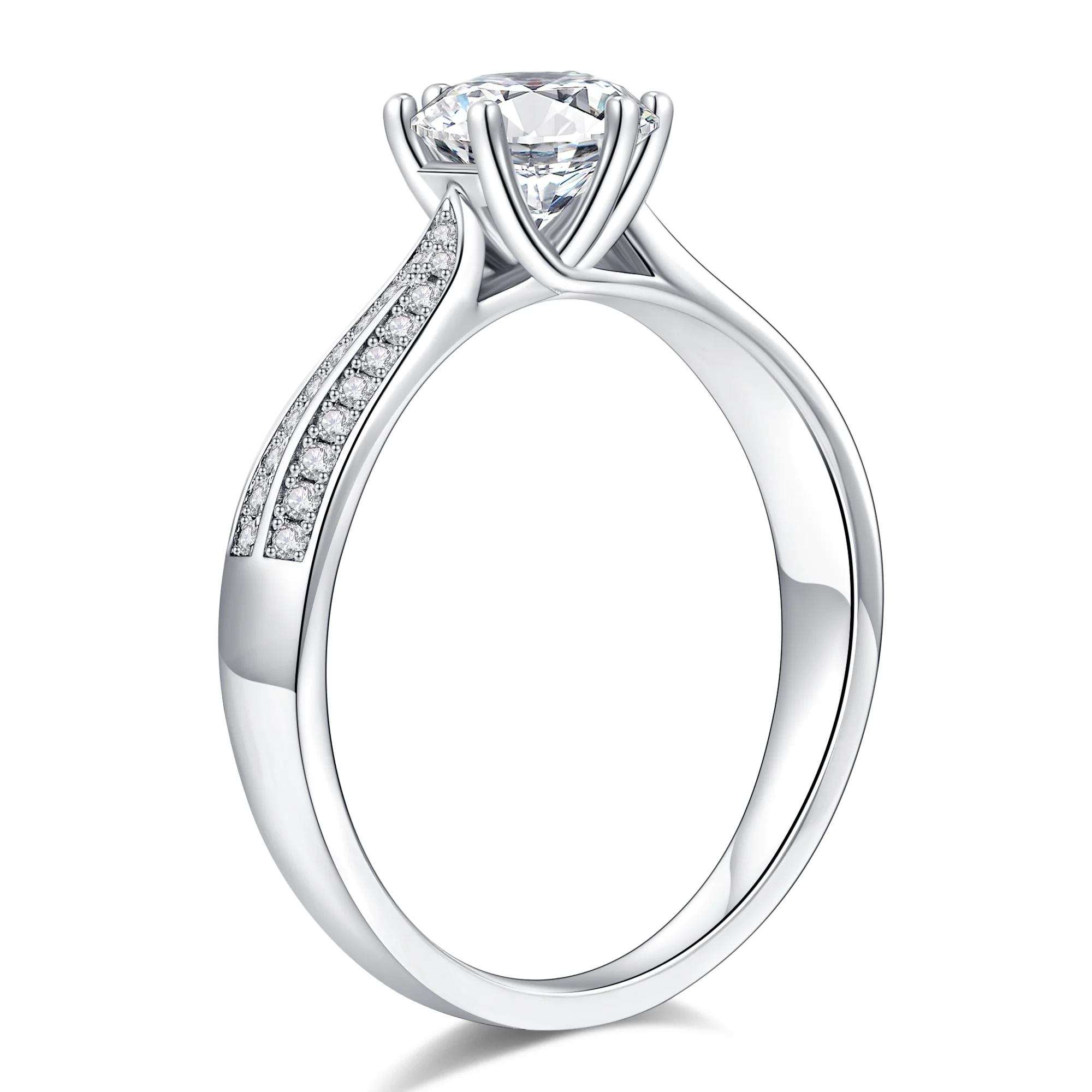 TURANDOSS 1 Carat Moissanite Engagement Ring 925 Sterling Silver Six-Prong Brilliant Round Cut Diamond Wedding Band Promise Rings for Women Customizable Size