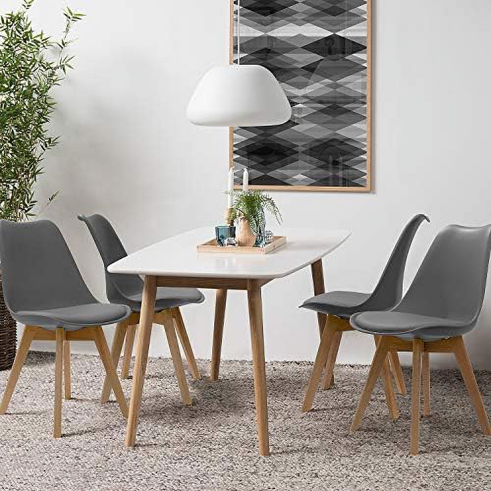 TJUNBOLIFE Dining Chairs Mid Century Modern DSW Chair Upholstered Side Kitchen Chairs with Wood Leg and Soft Padded Cushion Shell Tulip Chairs for Kitchen  Dining  Bedroom  Living Room Se