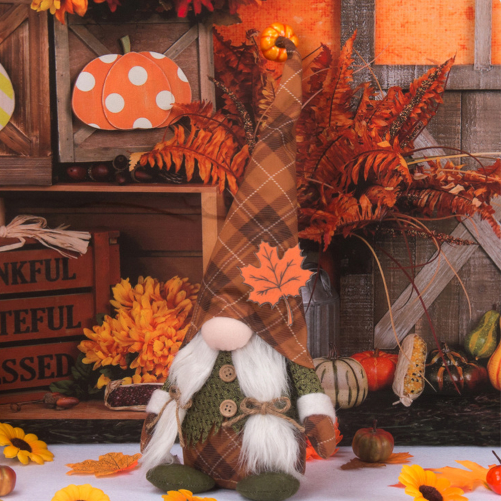 Halloween Decor Faceless Doll Harvest Festival Pumpkin Maple Leaf Sitting Doll