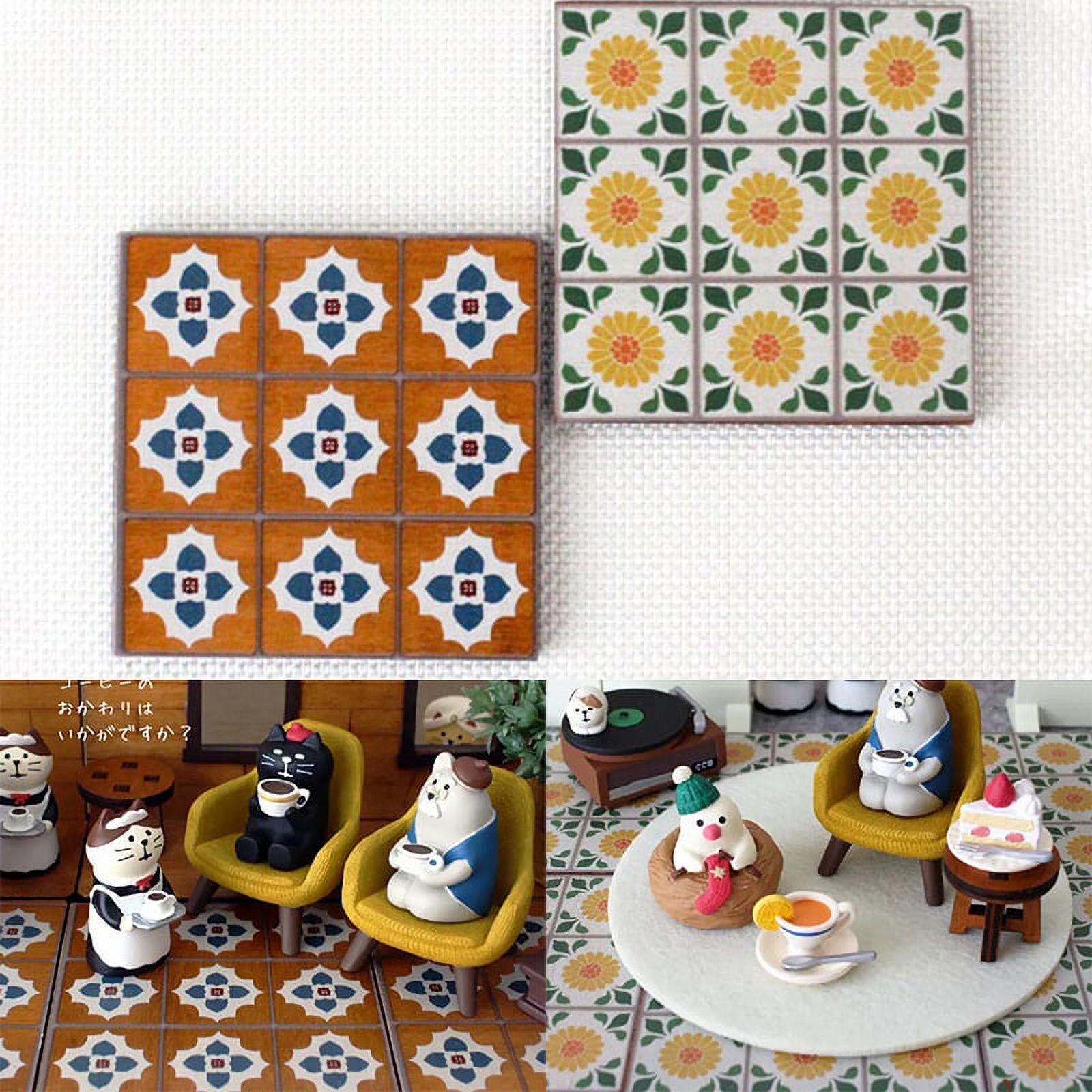 (Yellow) 1/6 1/12 Scale Dollhouse Miniature Retro Wooden Floor Doll House Decoration