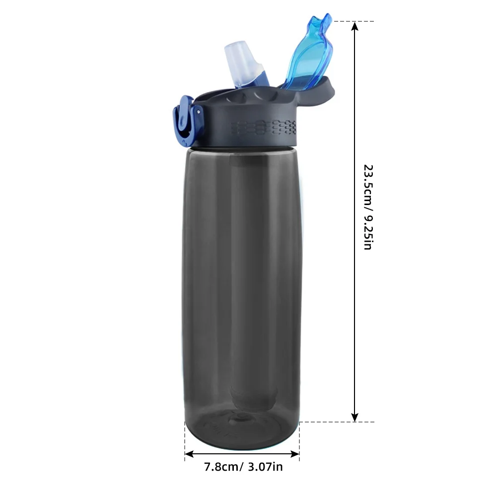 GoolRC Water Bottle Made of Tritan with Water Filter Lockable Lid BPA Free Water Purifier Bottle for Travel Hiking Camping Travel Black