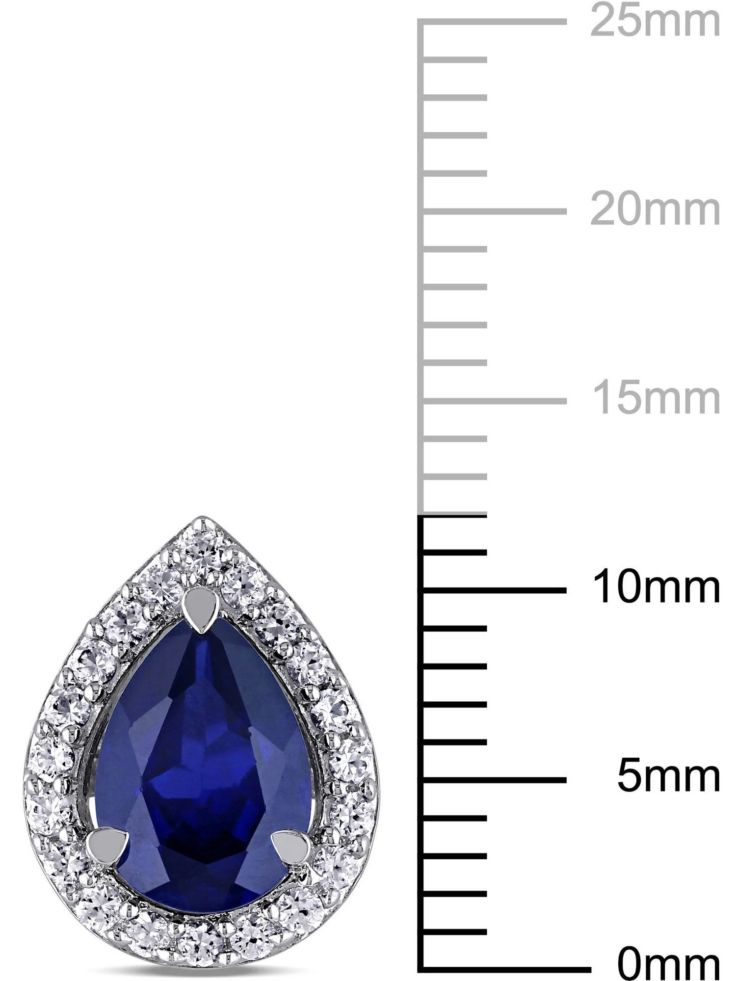 Miabella Women's 2-3/4 Carat T.G.W. Pear-Shaped Created Blue Sapphire and Round-Cut Created White Sapphire Sterling Silver Halo Stud Earrings