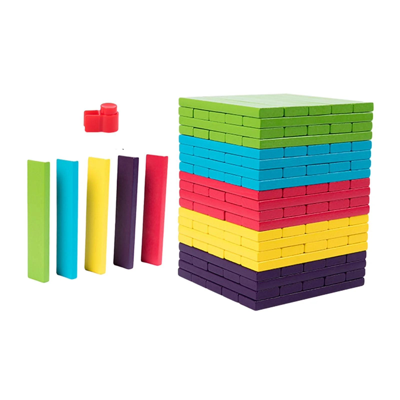 MERIGLARE 100 Pieces Wooden Blocks Stacking Game Tumbling Block Educational DIY Building Kits Board Games for Parties Festival Ages 3-6
