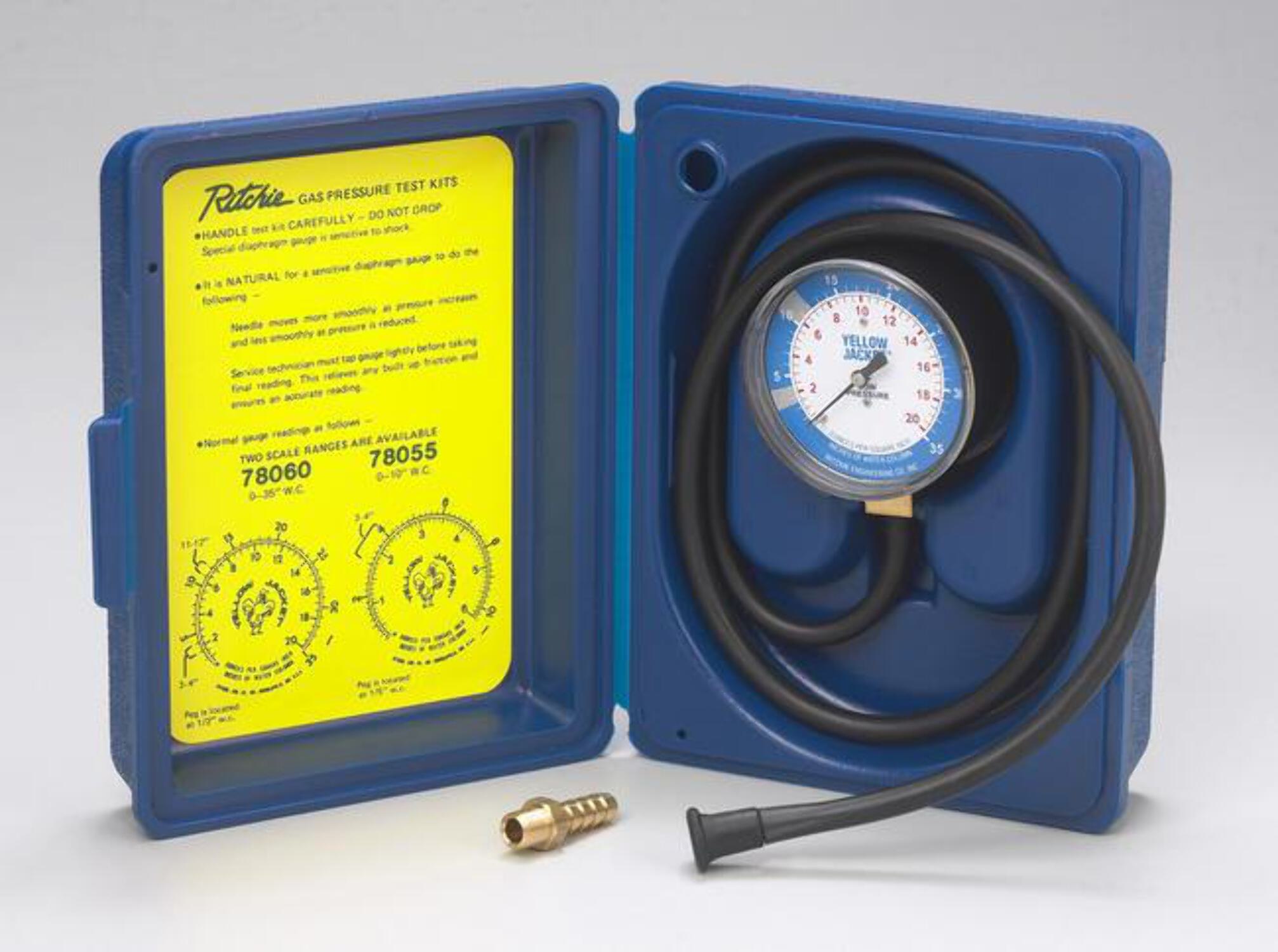 YELLOW JACKET 78060 Complete Gas Pressure Test Kit, 0-35