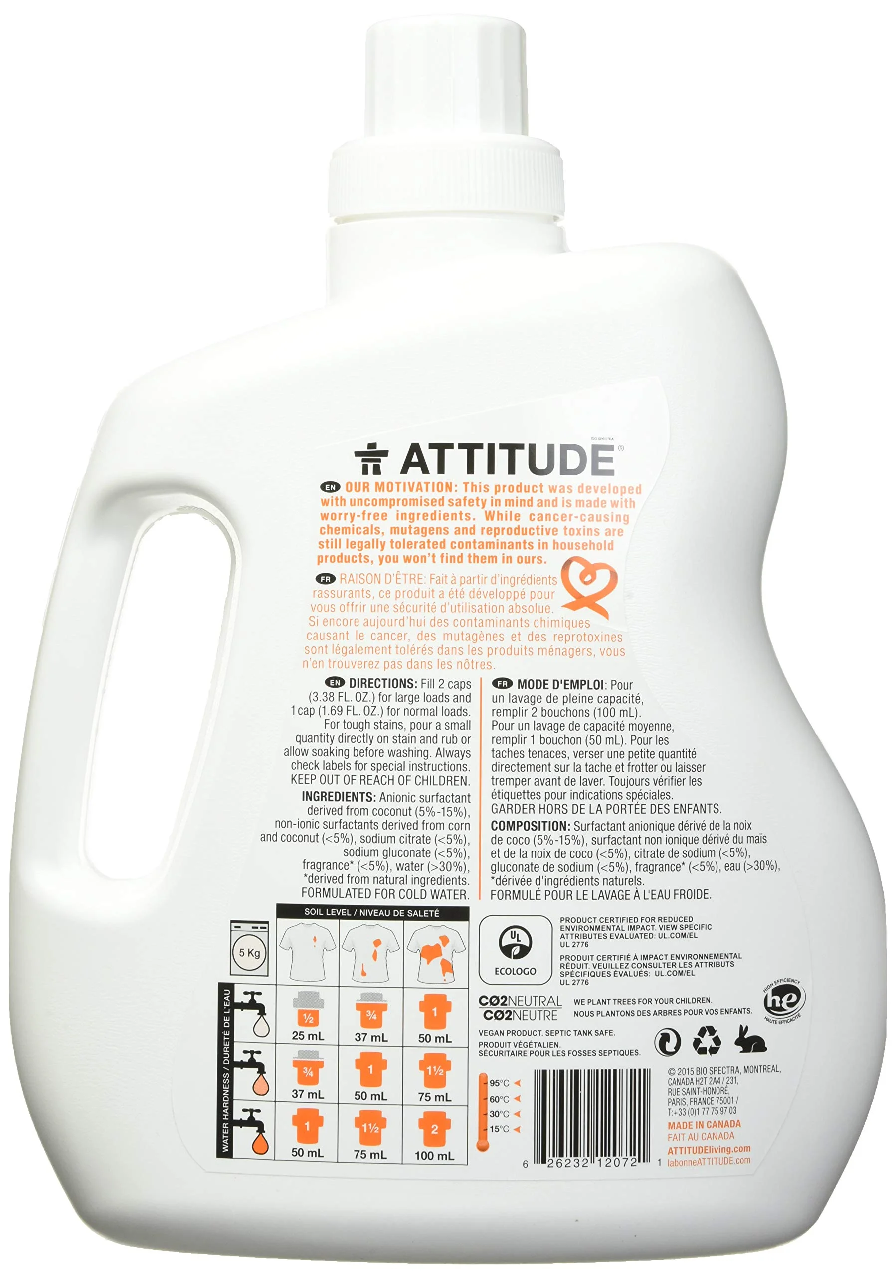 Revitalize Your Laundry Routine with Attitude Liquid Laundry Detergent - Infused with Citrus Zest, Vegan and Cruelty-Free, 36 Loads, 60.8 Fl Oz