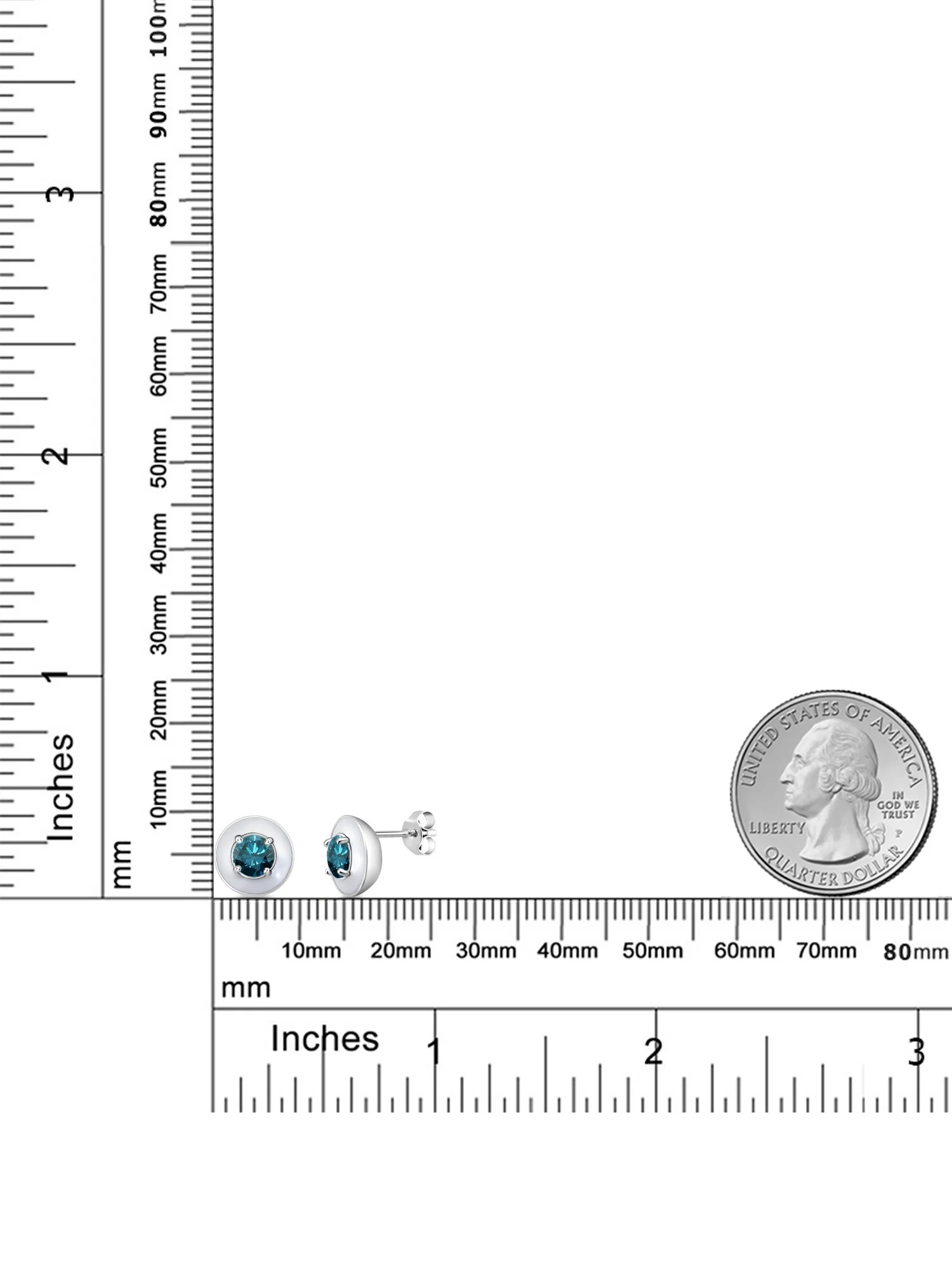 Gem Stone King 1.10 Ct Round Blue SI1-SI2 Diamond 925 Sterling Silver White Enamel Stud Earrings