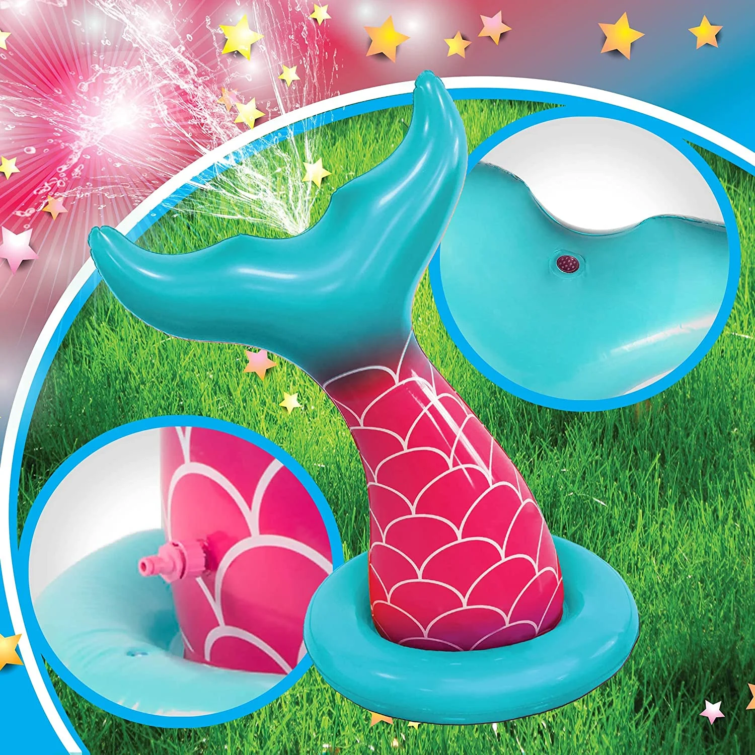 Splash Buddies BH53270 Kids Inflatable Sprinkler Mermaid Sprayer, Pink