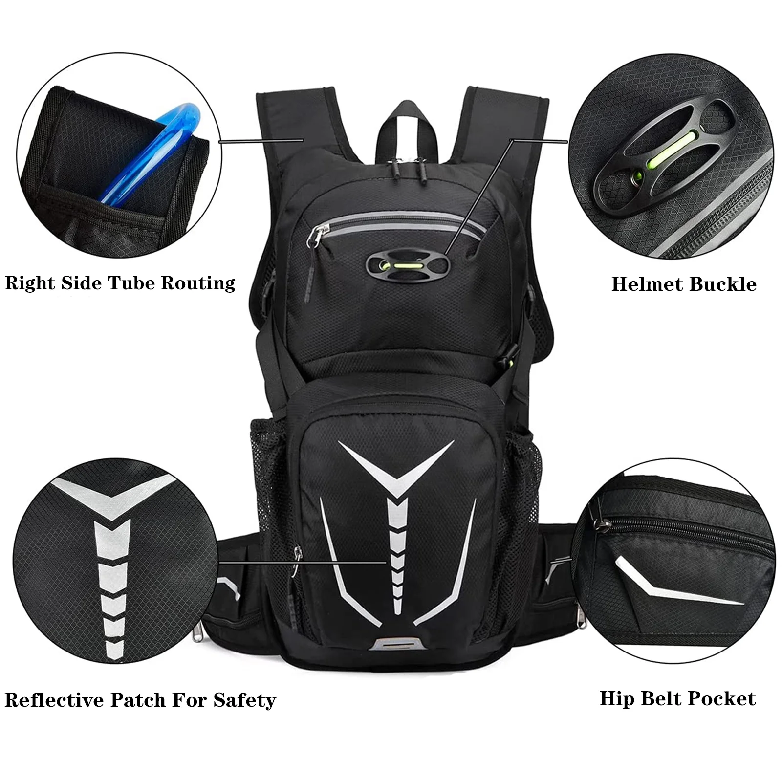 Lightweight Hydration Backpack, Running Backpack with 2L Water Bladder, Hydro Water Daypack for Cycling Hiking Rave for Men Women Kids