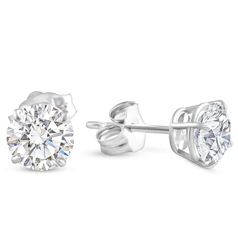 Pompeii3 2 - 6 Ct TW Round Diamond Studs in 14k Gold Lab Grown Earrings