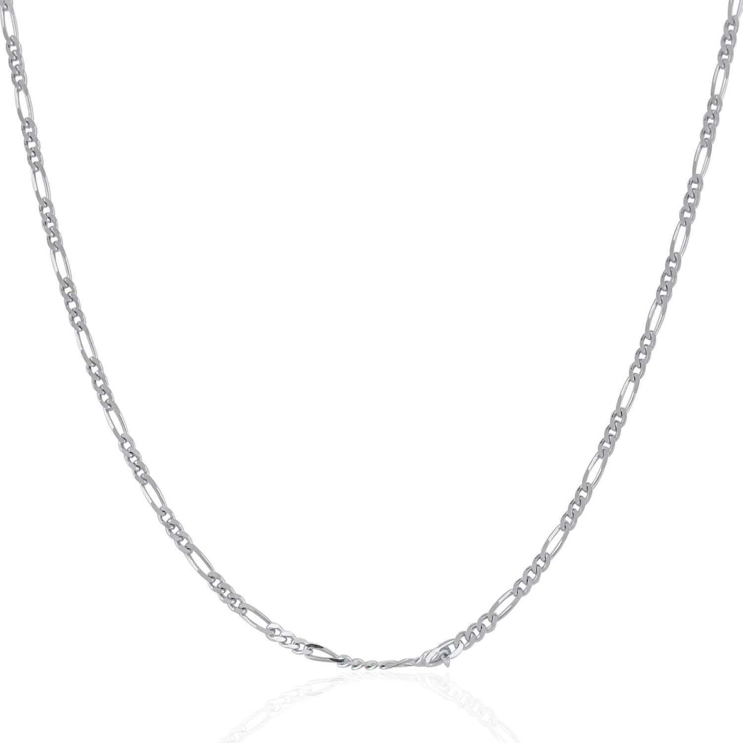 ARAIYA JEWELRY 14K White Gold 1.75 mm Solid Figaro Chain 20'' for Women