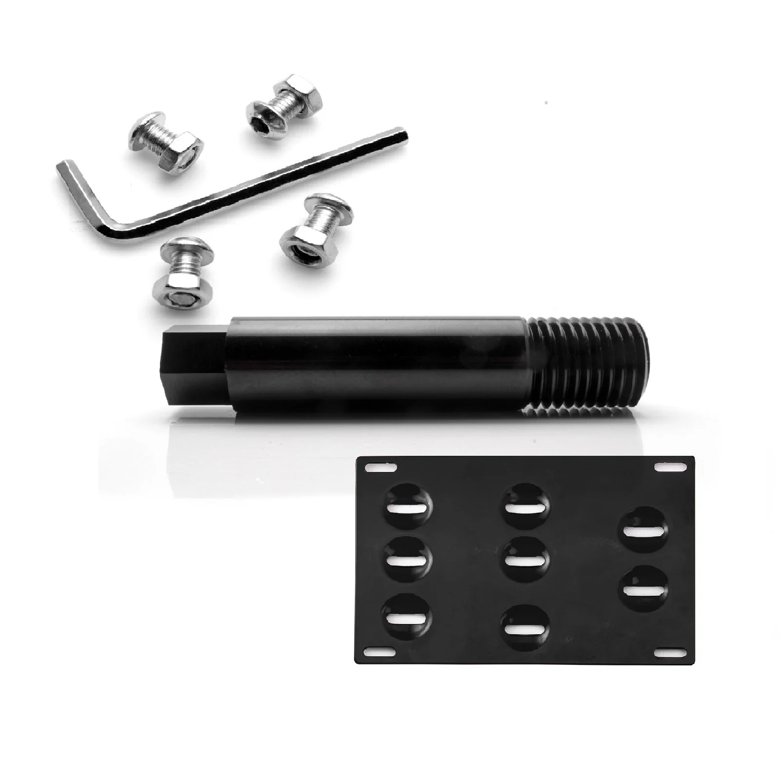 Xotic Tech for Kia Stinger 2018 2019 2020 Front Bumper Tow Hook License Plate - No Drill Mounting Bracket Adapter Kit Black