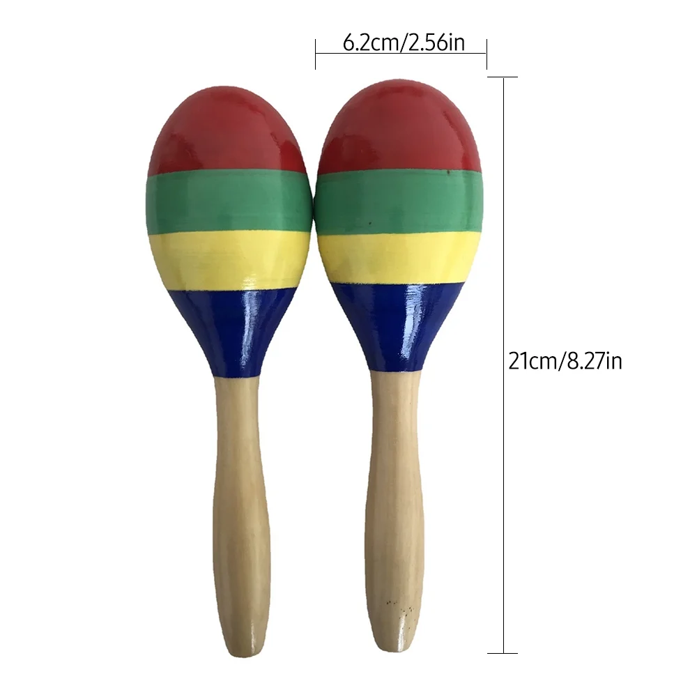 Vistreck 1 Pair Wooden Maracas Sand Hammer Rumba Shakers Rattles Sand Hammer Percussion Instrument Musical Toy for Kid Children Party Games