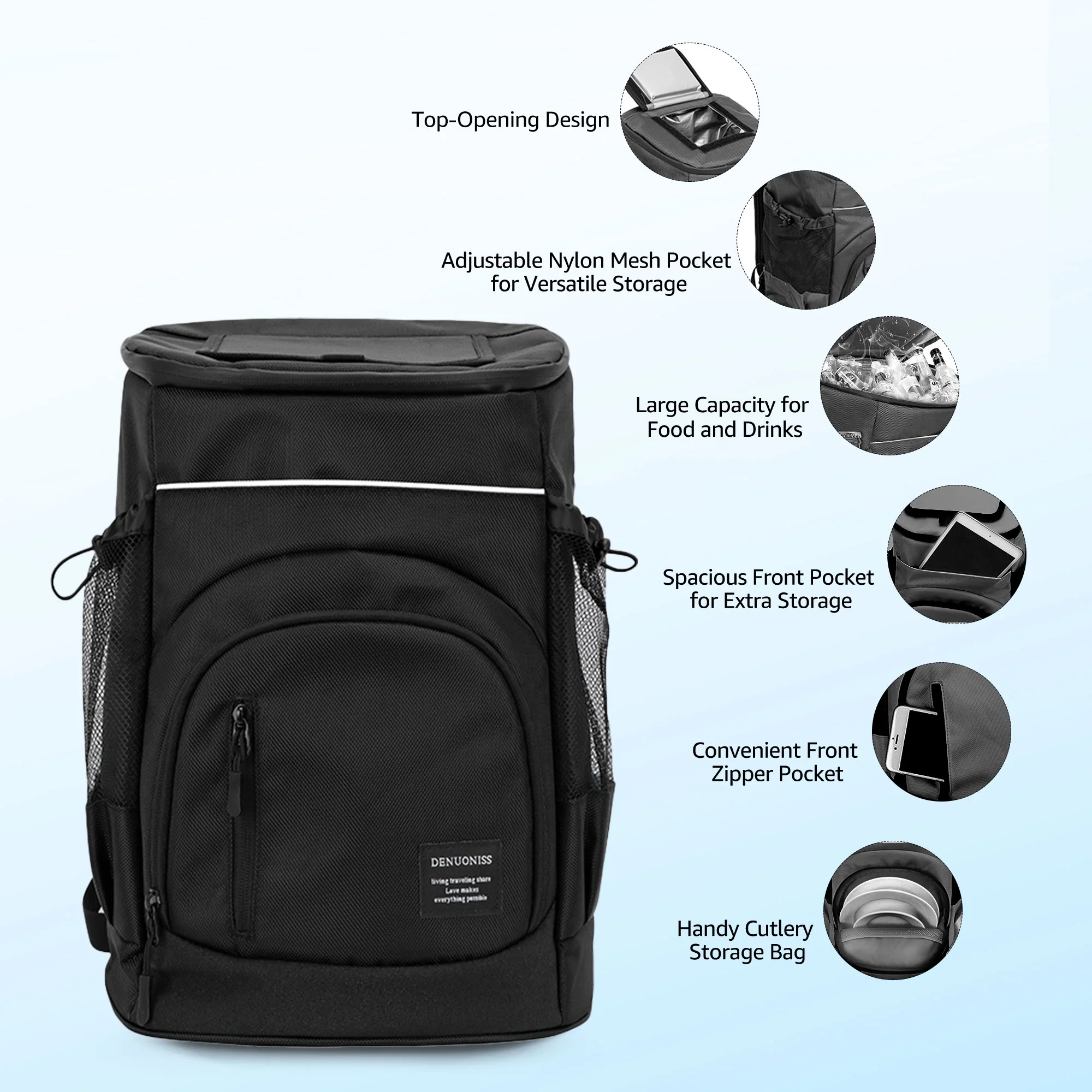 48 Cans Cooler Backpack for Picnic, Camping, & Beach Accessories. Sandproof, Water-Resistant, Lightweight,Blue