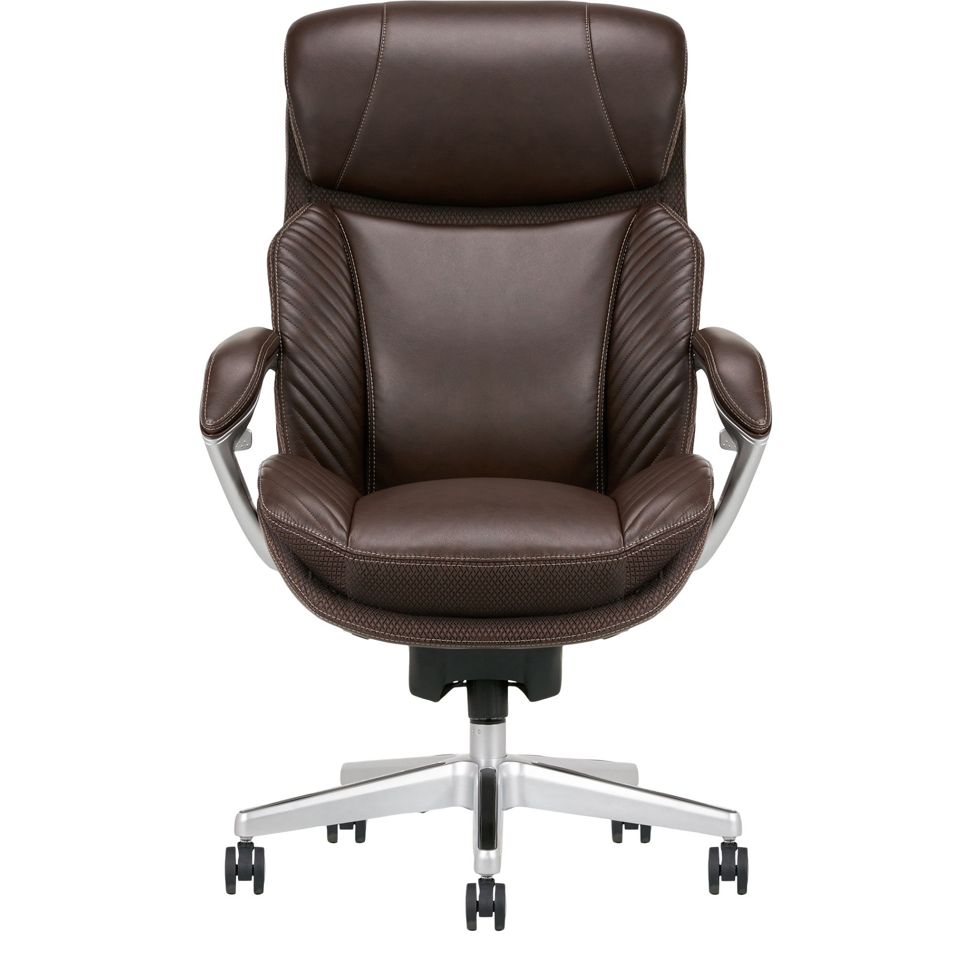 Serta® iComfort i6000 Big & Tall Ergonomic Bonded Leather High-Back Executive Chair, Brown/Silver