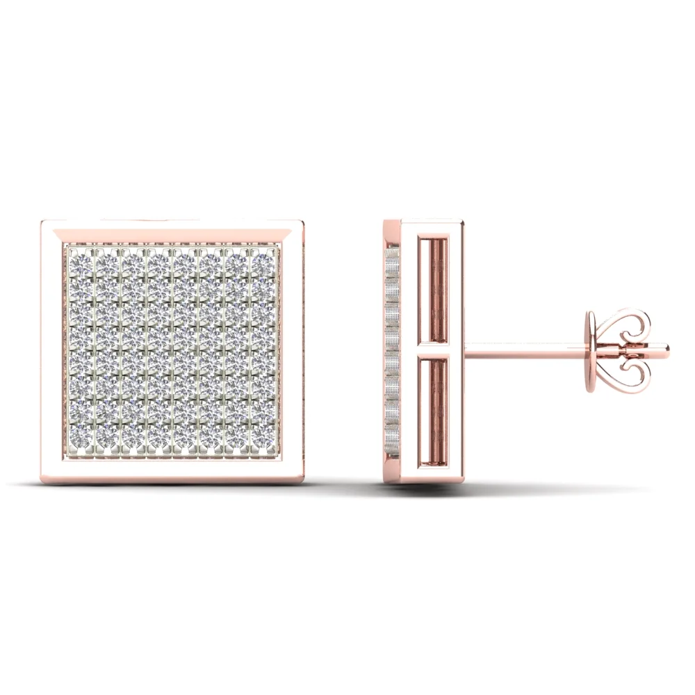 aaXia 14K Rose Gold 3/8ct. TDW Diamond Square Stud Earrings (H-I, I1-I2)