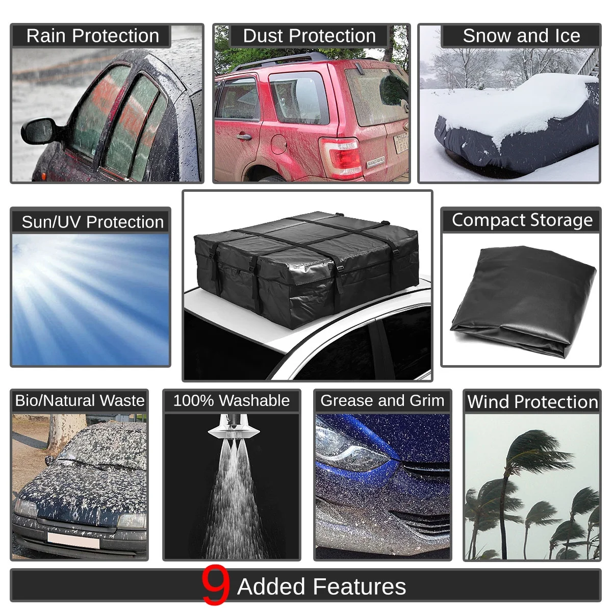 DNA Motoring PT-ZTL-8075 Universal Car SUV Roof Top Rack Soft Dirt Resistant Waterproof Luggage Travel Storage Bag