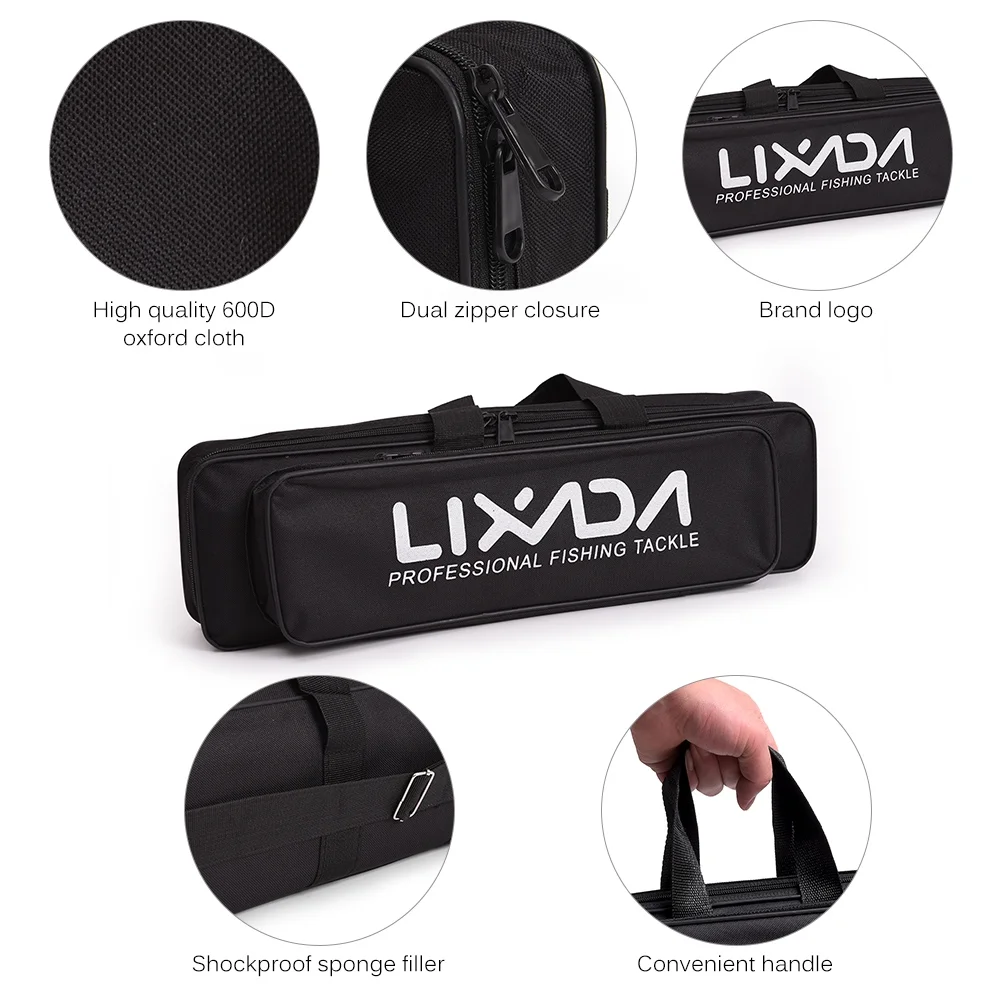 Lixada Telescopic Fishing Rod and Reel Combo Full Kit Carbon Fiber Fishing Rod Pole + Spinning Fishing Reel + Fishing Tackle Carrier Bag Case Fishing Gear Set