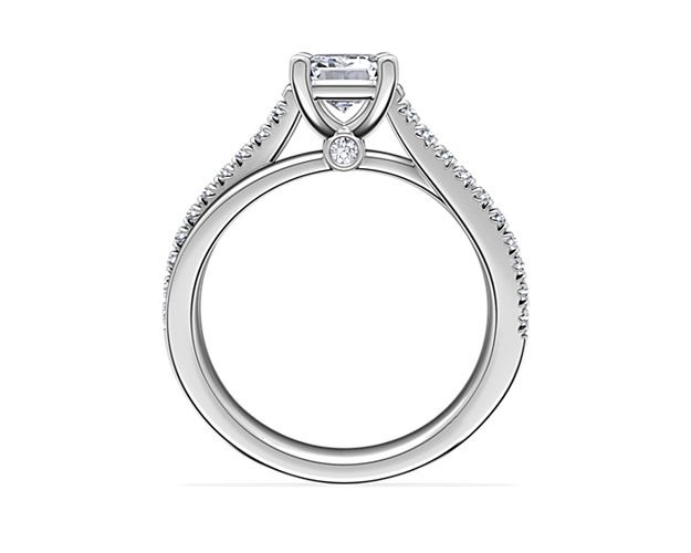 0.70 T.C.W Stunning Emerald Cut VS1 Genuine Diamond Solitaire with Accents Ring for Ladies Solid 14K White Gold Size 7