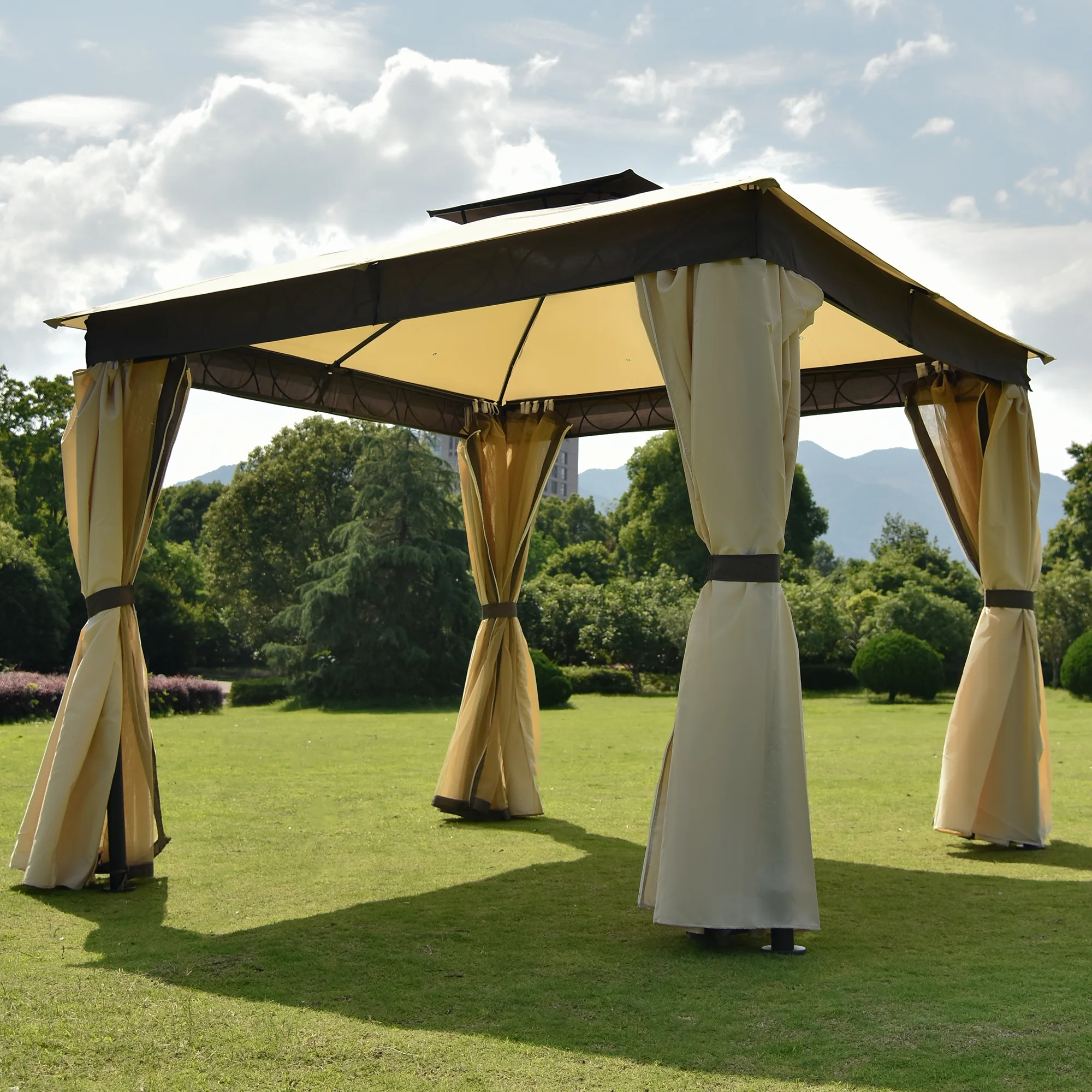 Outdoor Patio Gazebo Tent Garden Canopy with Soft Top