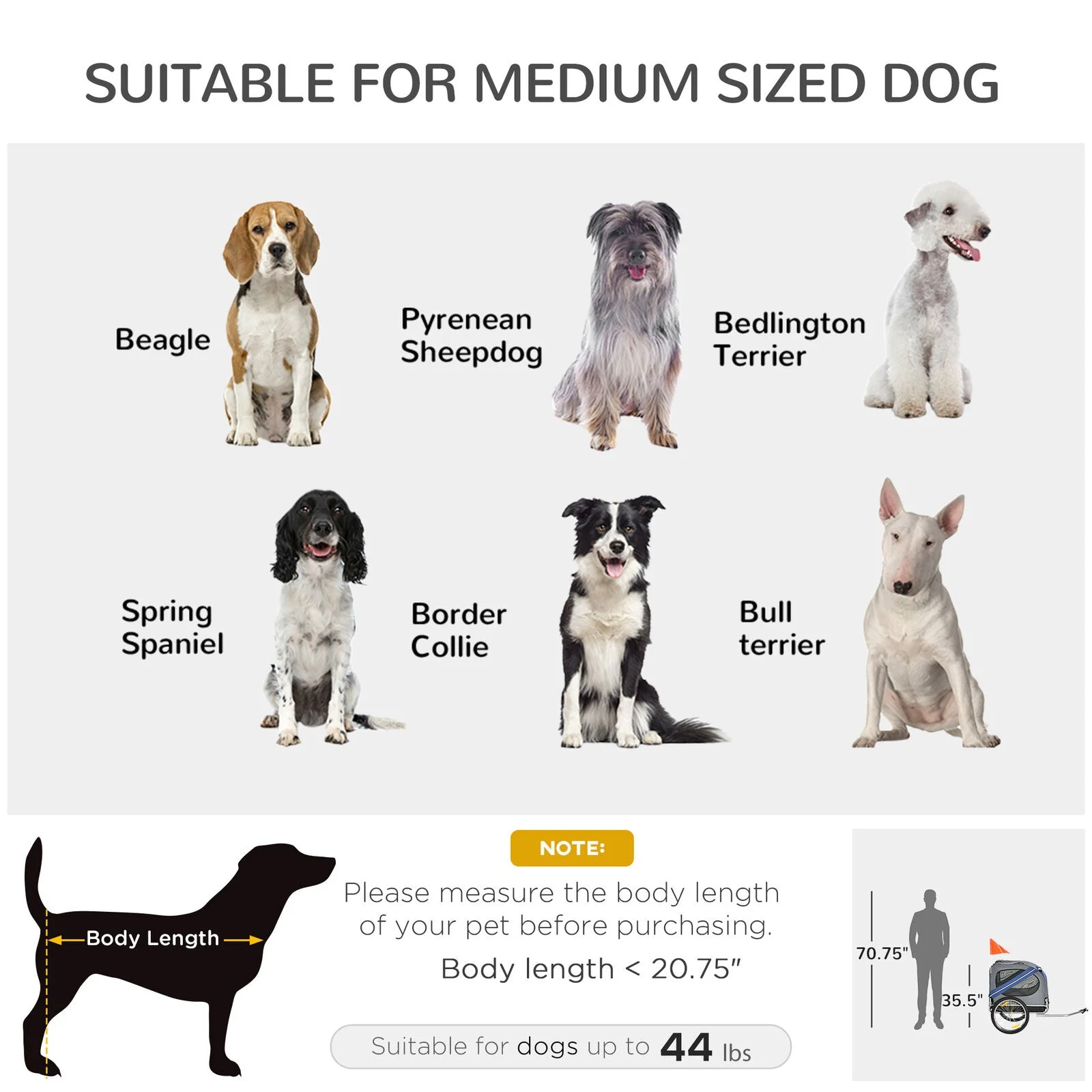 PawHut Bike Trailer & Wagon Jogger for Dogs and Pets with 3 Entrances Large Wheels for Off-Road & Mesh Screen