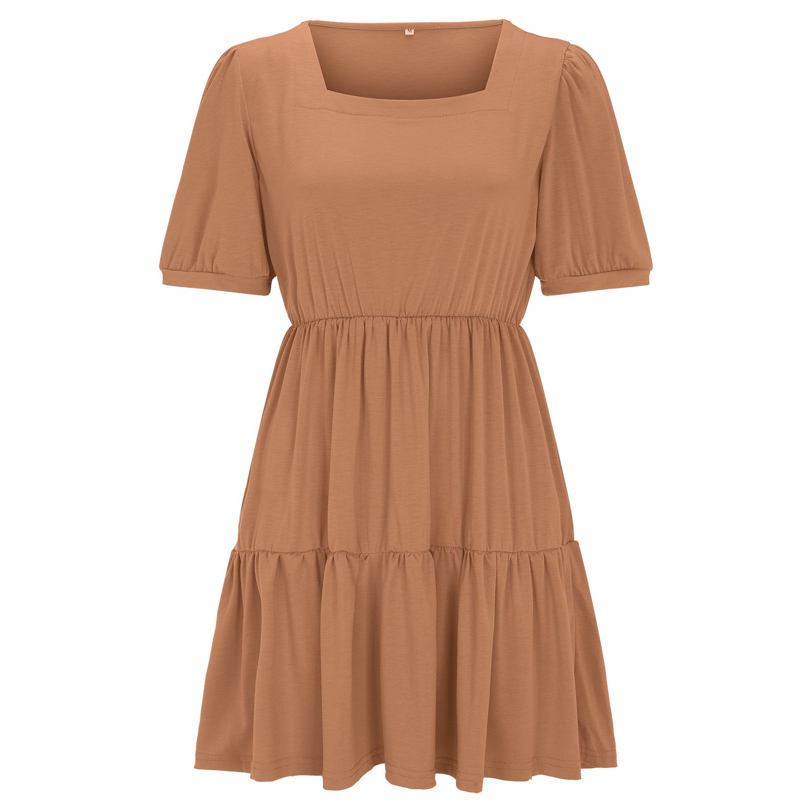 SZXZYGS Dresses for Women 2024 Party Petite Spring/Summer New Solid Color Neck Short Sleeve Loose Paneled Knit Dress 2024 Women Dresses