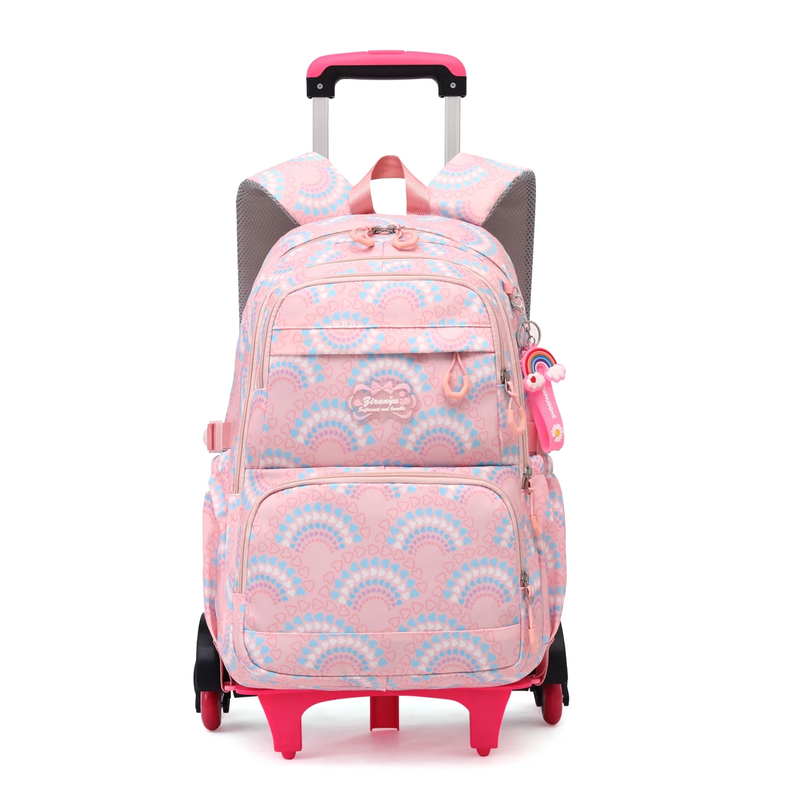 IvyH Kids Rolling Backpack 3PCS Schoolbag Set with Lunch Bag Pen Case,Lightweight Waterproof Travel Bookbag for Girls Boys