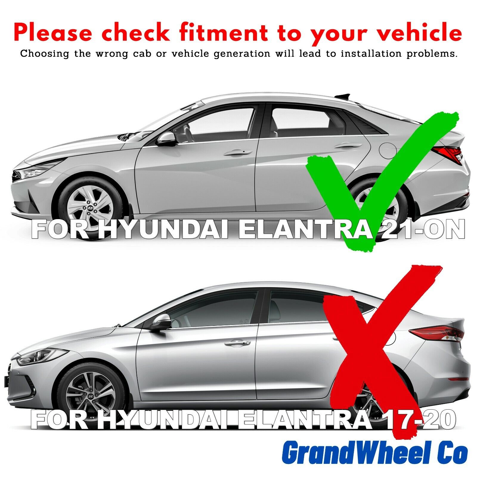 GrandWheel Co Smoke Tinted In-channel Side Window Vent Visor Deflectors Rain Guards Compatible with Hyundai Elantra 2021-2024 - 4pcs. GW0160