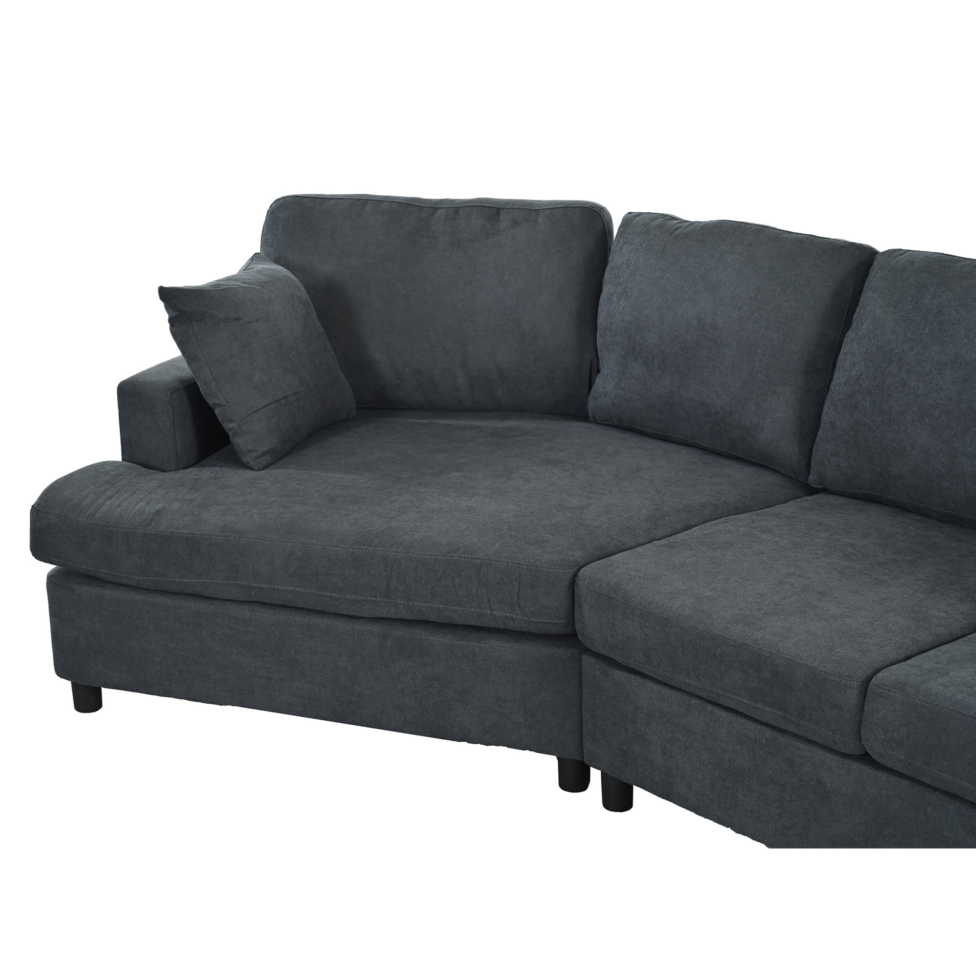 3 Seat Gray Streamlined Sofa with Removable Back and Seat Cushions and 2 pillows for Living Room and Office