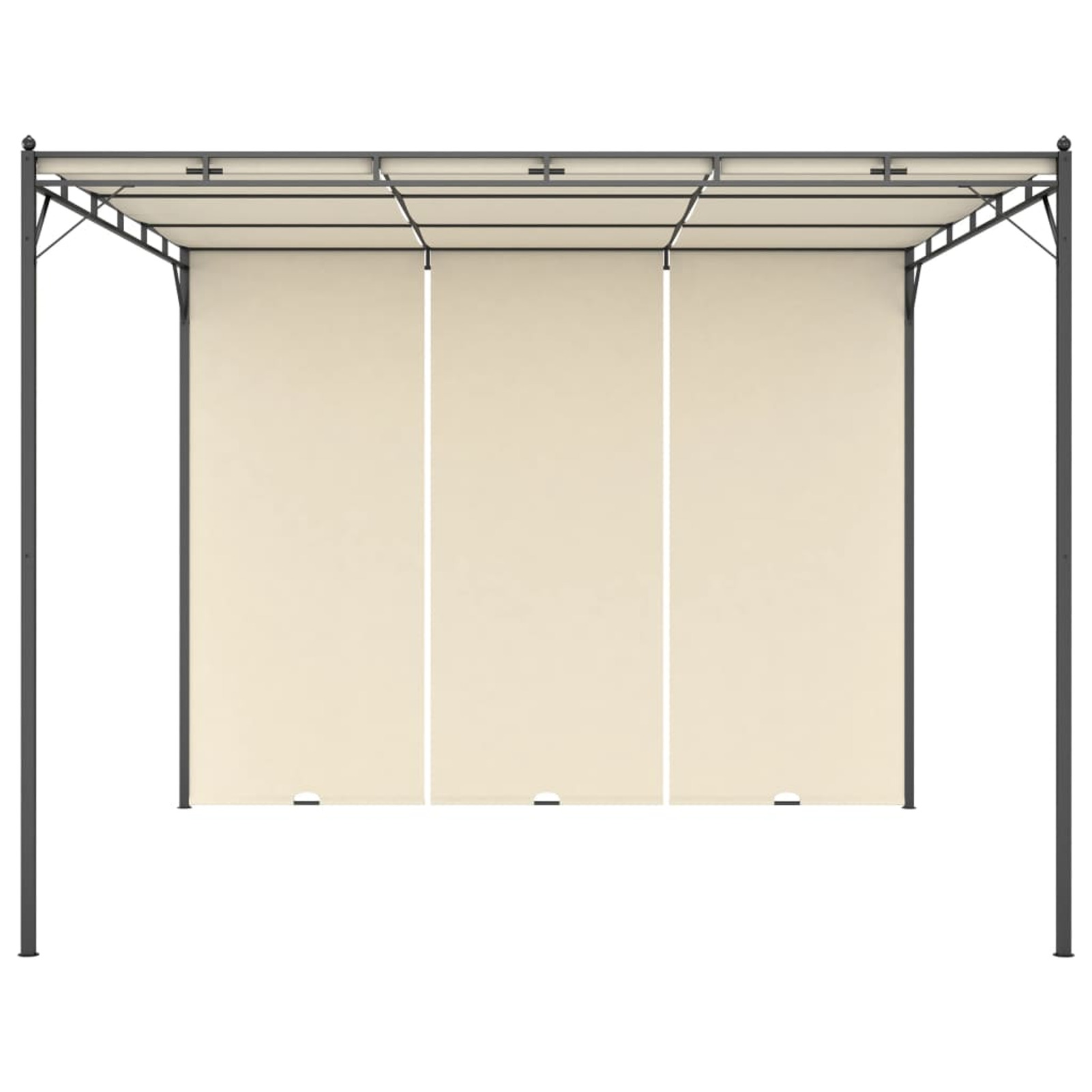 Dcenta Garden Gazebo with Side Curtain Outdoor Canopy Tent Steel Frame Sun Shade Shelter Cream for Patio, Wedding, BBQ, Camping, Festival Events 118.1 x 118.1 x 88.6 Inches (L x W x H)