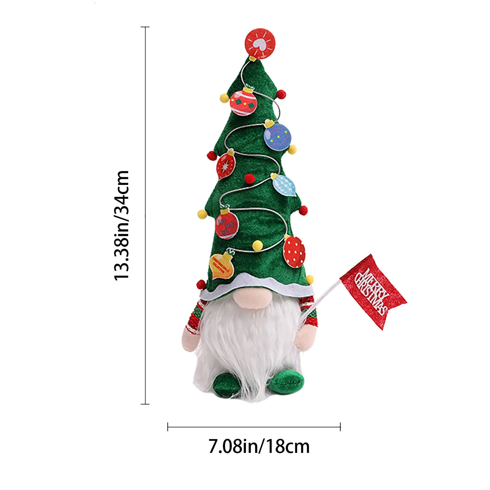 Yinguo Christmas Luminous Faceless Doll Christmas Tree Hat Hair Faceless Doll Holding Flag Faceless Doll Children's Gift *1 Pair
