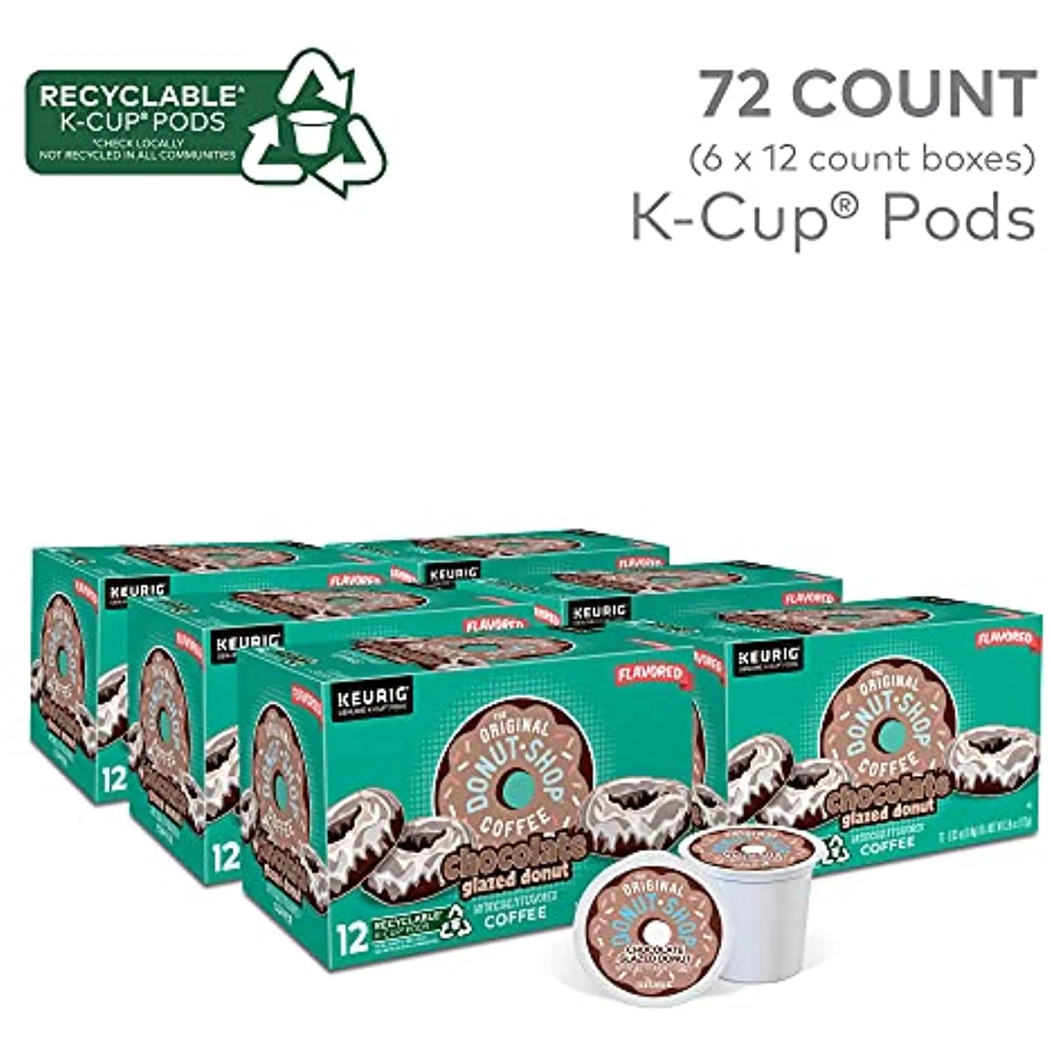 The Donut Shop Chocolate Glazed Donut Keurig Single-Serve K-Cup Pods, Medium Roast Coffee, 72 Count
