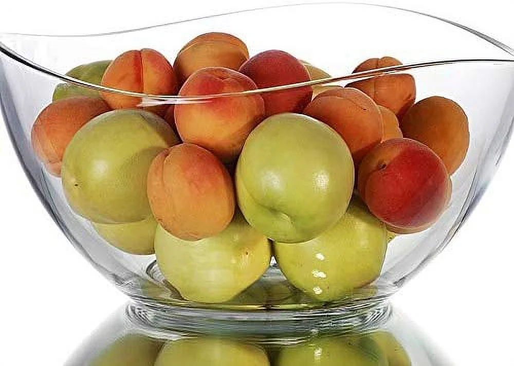 Madison - Glass Serving Bowl, 63.5 Ounce | Beautiful Wavy Design – Thick and Durable – For Salads, Desserts, Fruit, and More – Microwave and Dishwasher Safe Glass Serving Bowl – 8.2” x 4.5”
