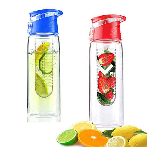 Fruit Cola Bottle with Built-In Straw & Flip Top Cap - 1 - Fruit Infuser (Fruits or herbs of your choice) - Infuse water with fruits on-the-go in style!