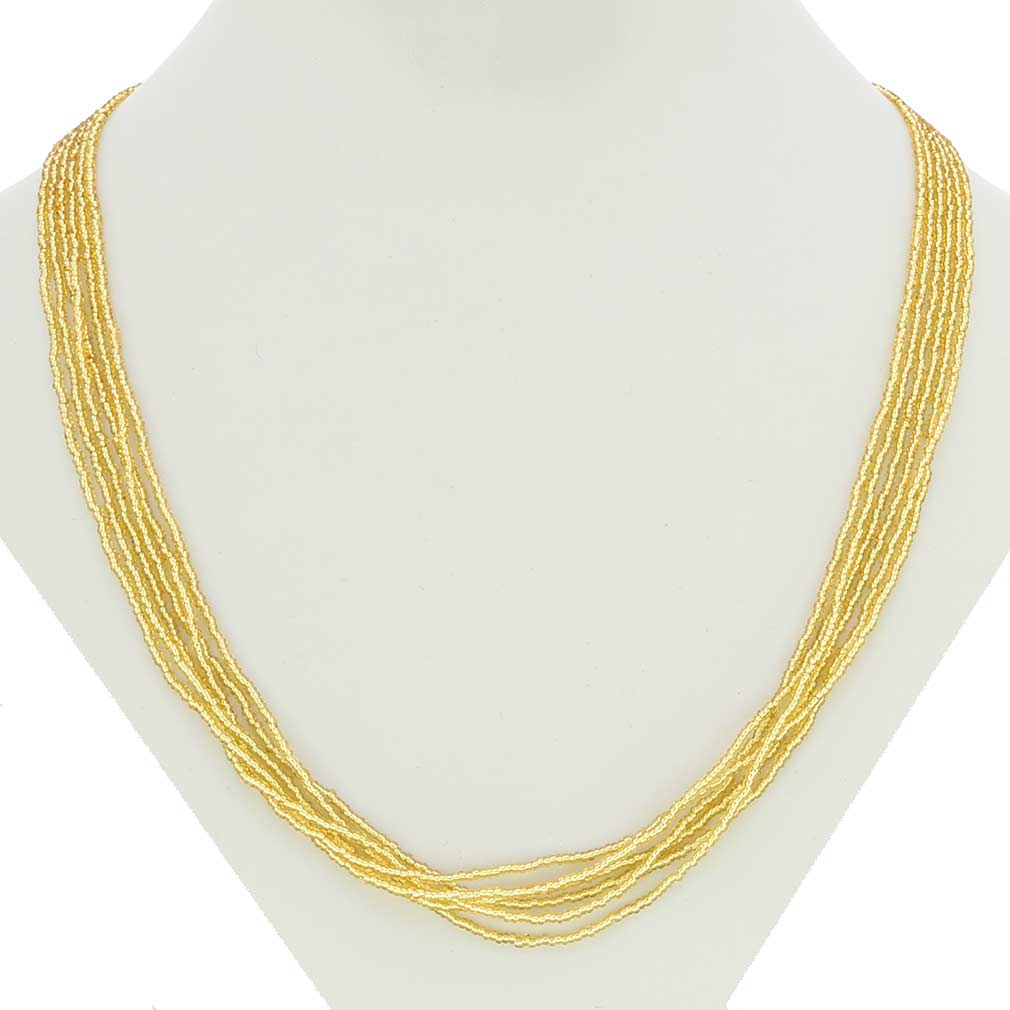 GlassOfVenice Murano Glass Gloriosa 6 Strand Seed Bead Necklace - Gold