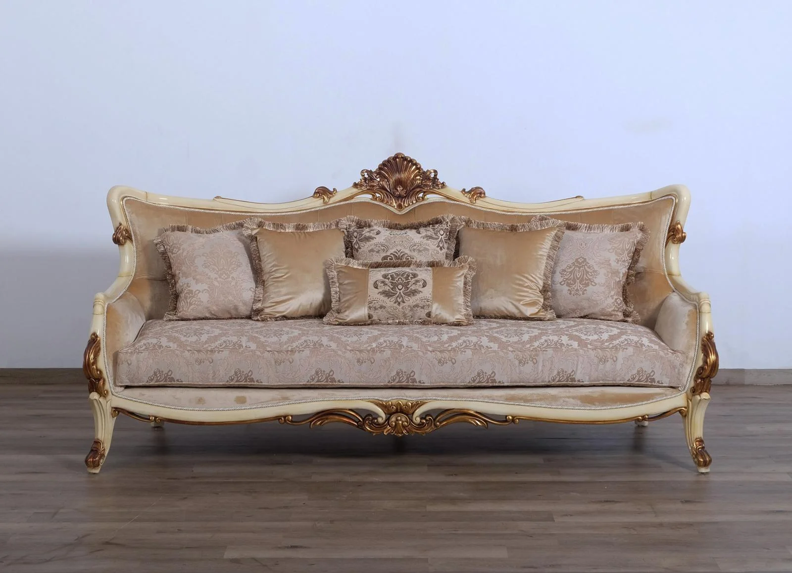 Luxury Antique Gold & Beige VERONICA Sofa EUROPEAN FURNITURE Traditional Classic