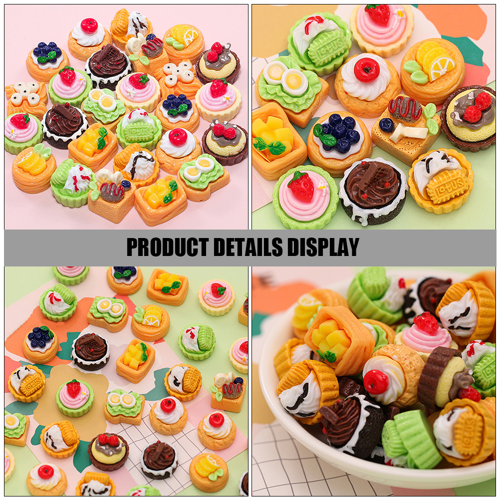 120 pcs  Miniature Dessert  Doll House Miniature Cakes Dessert Coffee Model Mixed Style