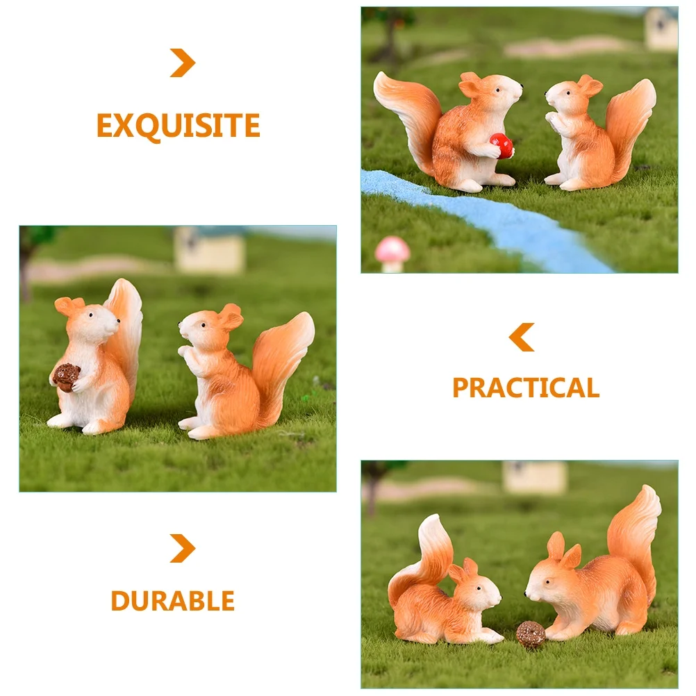 32 Pcs Little Squirrel Ornament Doll House Accessories Rabbit Toys Miniature Adornment Resin Decoration