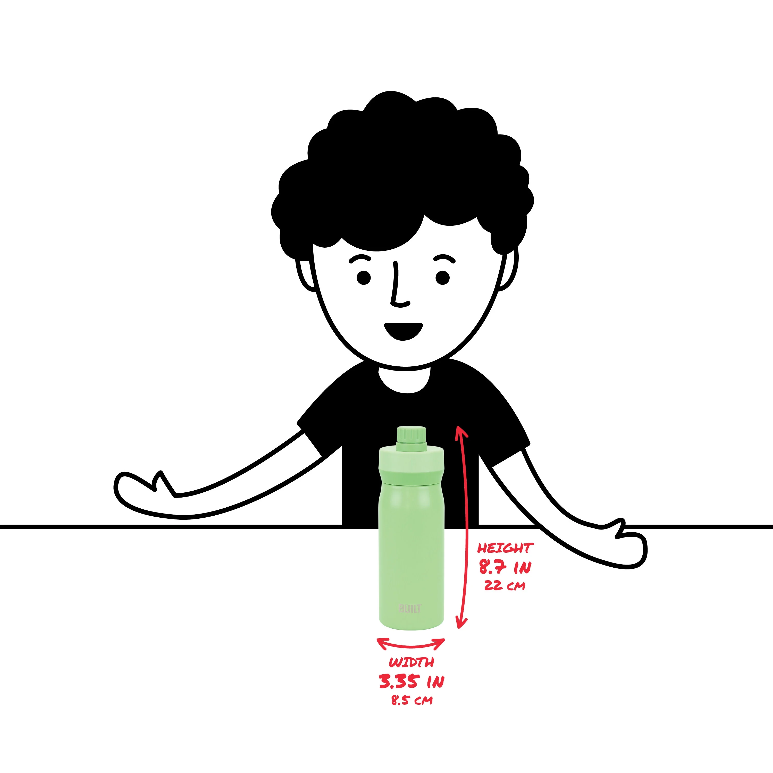 Built Kids Reusable Lunch Bag and 16 fl oz Cascade Stainless Steel Water Bottle Chug Lid Bundle Blue