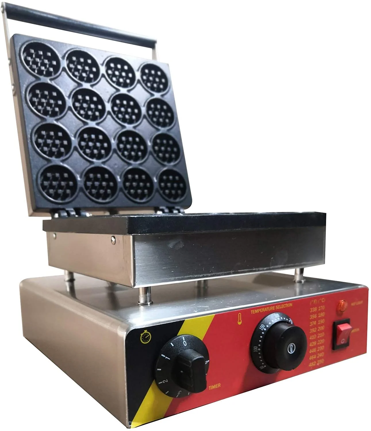 INTBUYING 16 Hole Waffle Machine Commercial Electric Mini Round Cake Waffle Maker Nonstick Baker Making Machine 110V