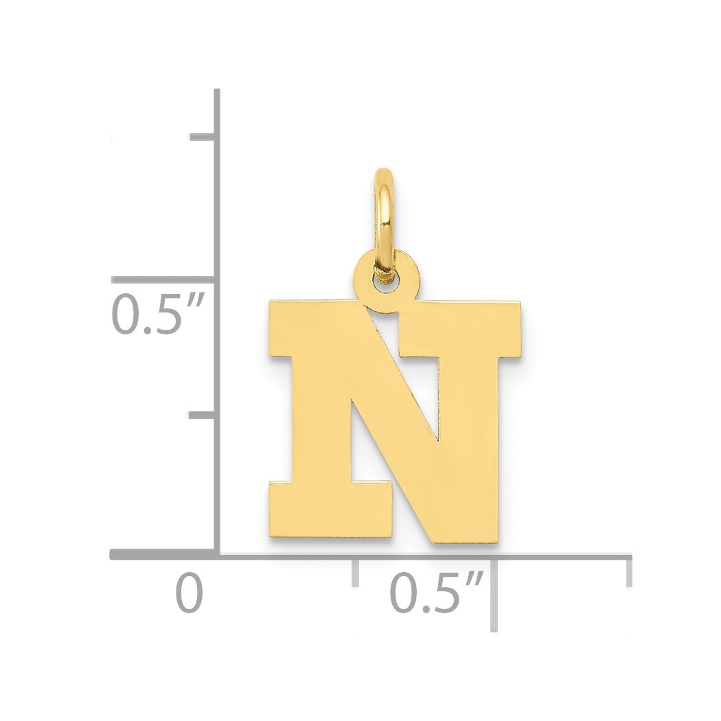 12mm 10k Gold Small Block Letter Name Personalized Monogram Initial N Charm Pendant Necklace Jewelry Gifts for Women