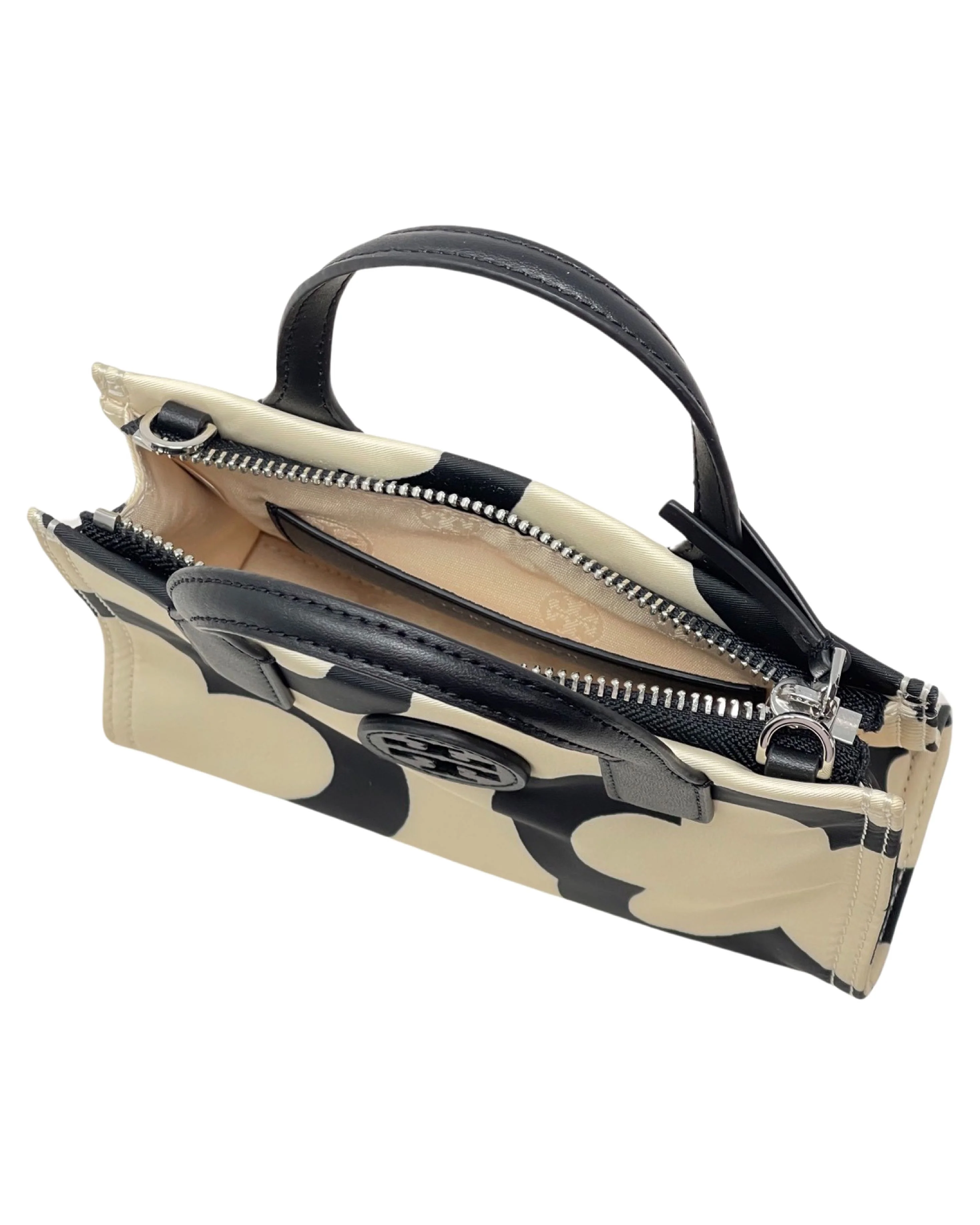 Tory Burch Women's Ella Printed Nylon Mini Tote Crossbody Bag (French Cream)