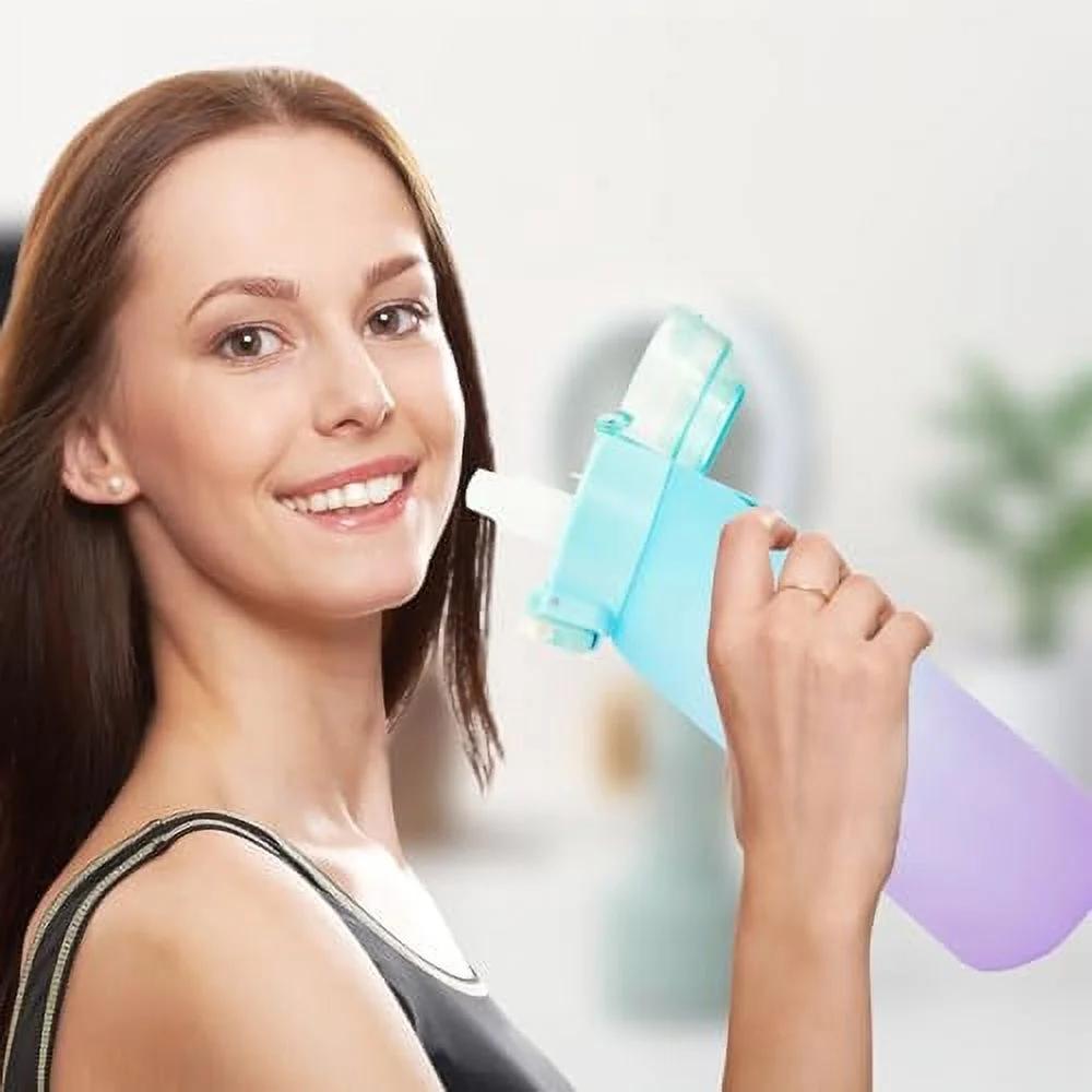 Napolju Air Water Bottle,650ML Scent Water Cup with 7 Flavour Pods,Leak Proof Sports Water Cup with Straw Suitable for Outdoor Sports,Kids Gifts (Blue Purple)