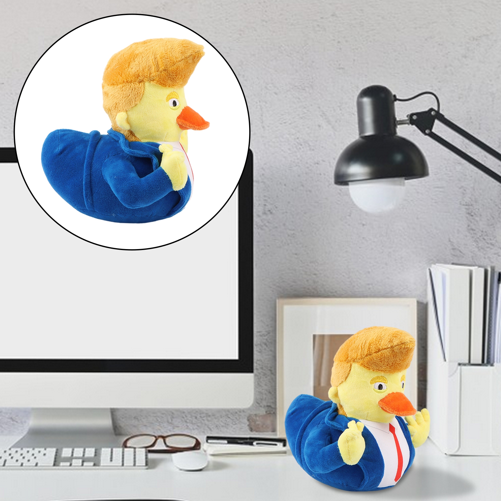 TNOBHG Comfortable Fabric Plush Toy Stuffed Duck Plush Toy Cartoon Duck Plushie Wearing Suit Funny Trump Soft Birthday Gift Home Decoration Plush Stuffed Toy