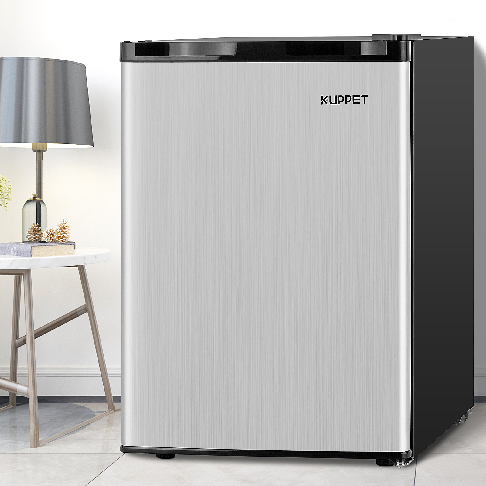 KUPPET Upright Freezer, Compact Reversible Single Door Table Top Mini Freezers for Ice Cream/Breast Milk/Sea Food, Adjustable Removable Shelves, 2.1CU.FT (Black)