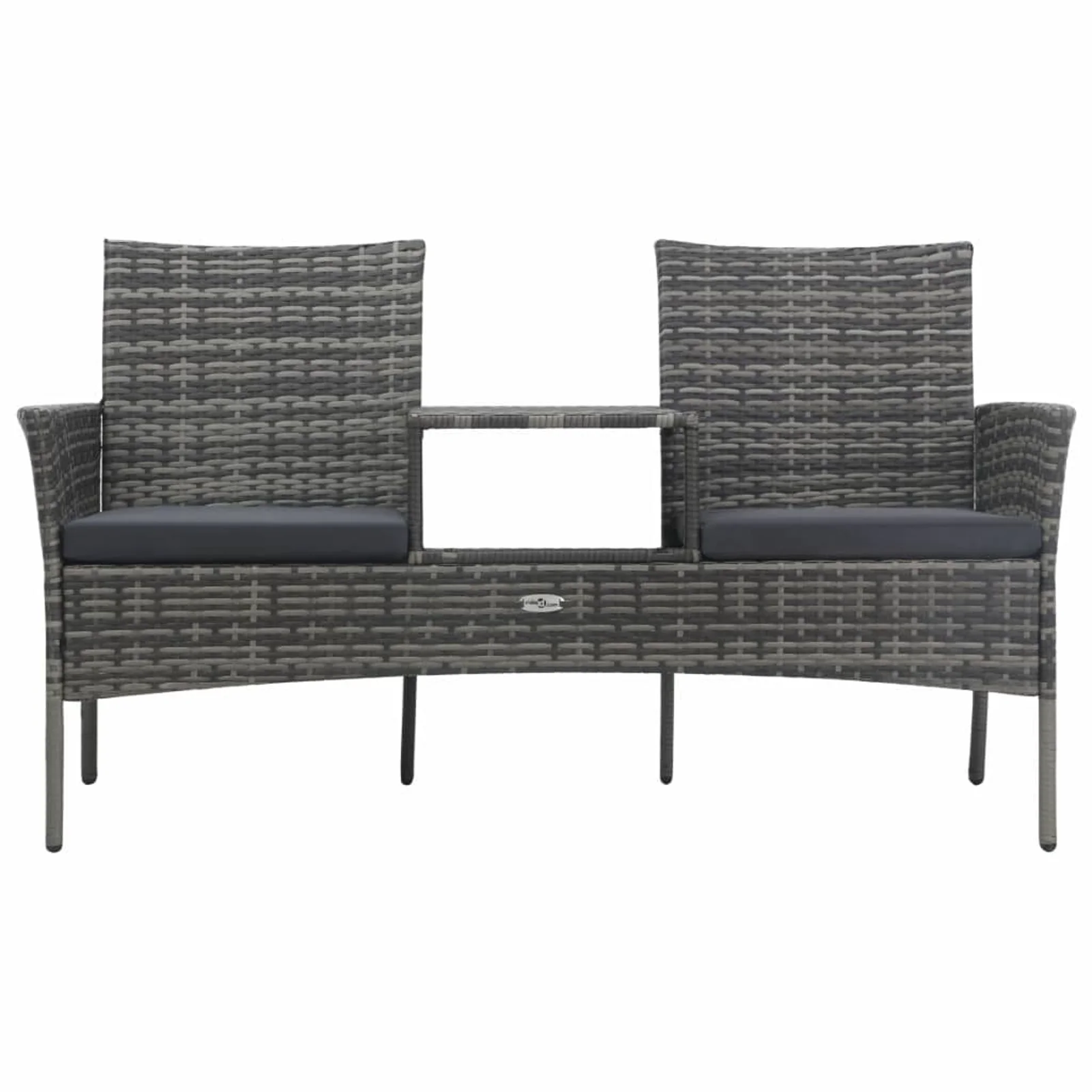 Walmeck 2-Seater Patio Sofa with Tea Table Poly Rattan Anthracite