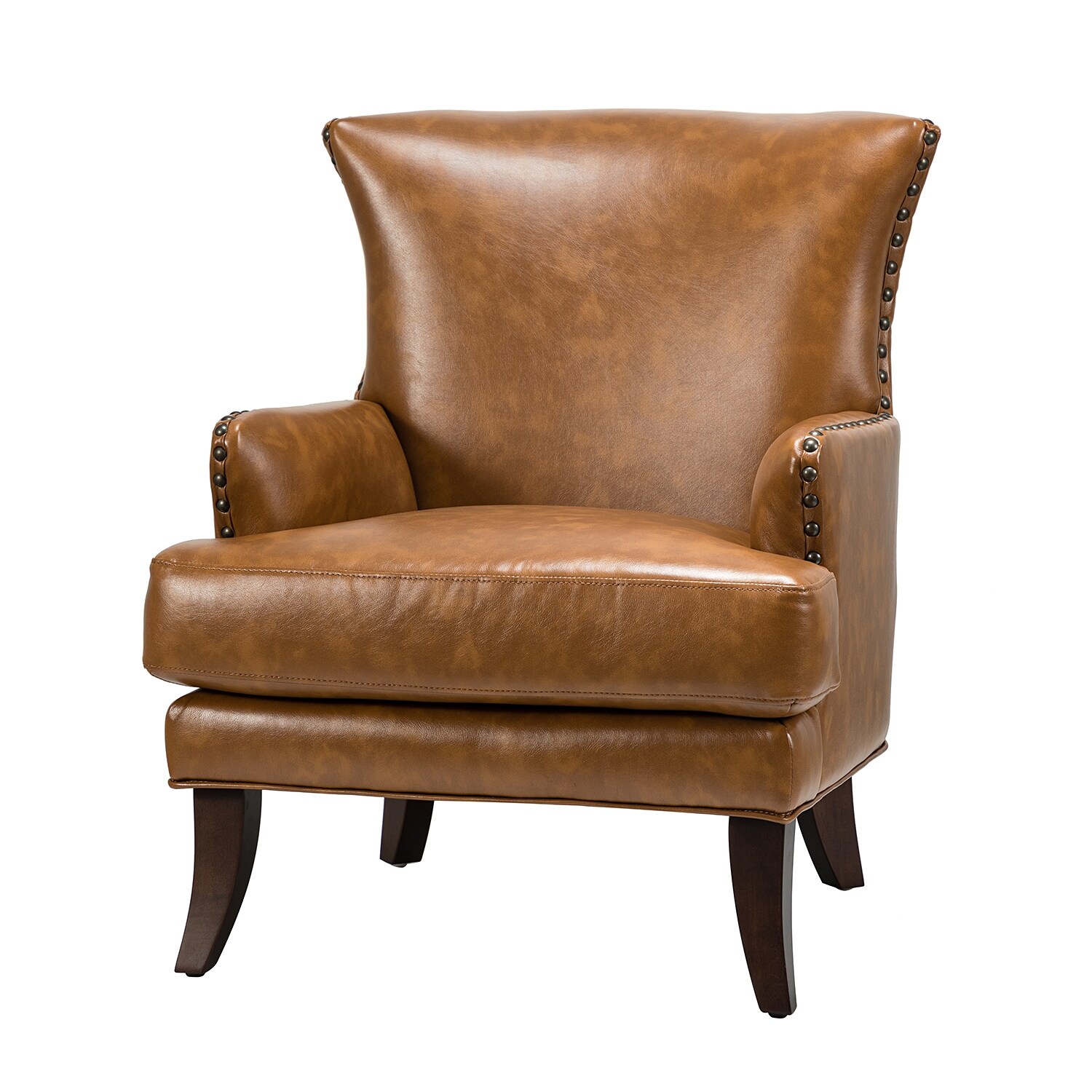 HULALA HOME Anatole Traditional Wingback Upholstered ArmChair with Nailhead Trim by  CAMEL