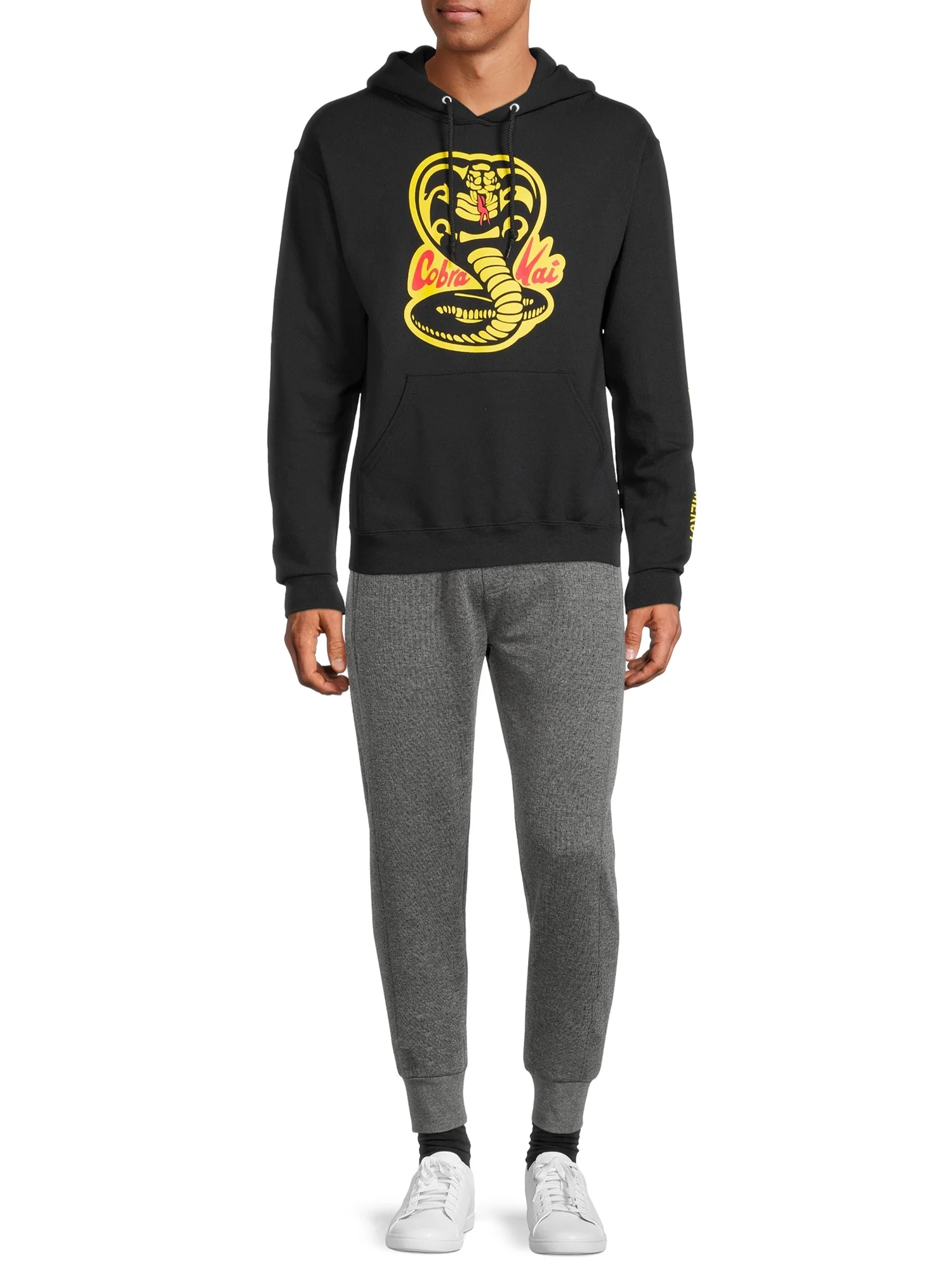 Cobra Kai Men's & Big Men's Strike First Strike Hard No Mercy Long Sleeve Graphic Hoodie Sweatshirt, Cobra Kai Hoodies