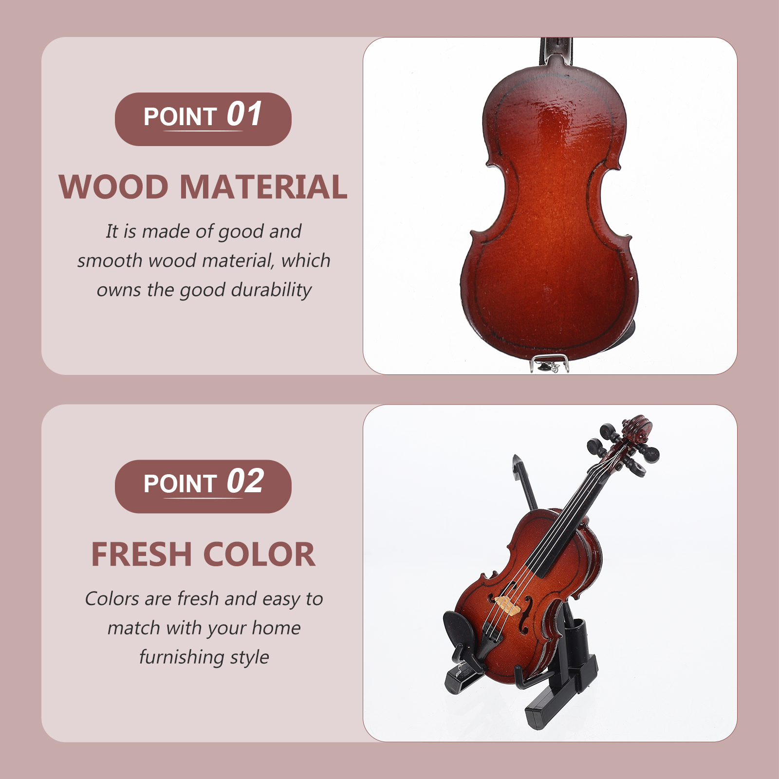 Violin Ornaments Baby Doll Toys Tabletop Decor 2 Sets Delicate Decorations Models Realistic