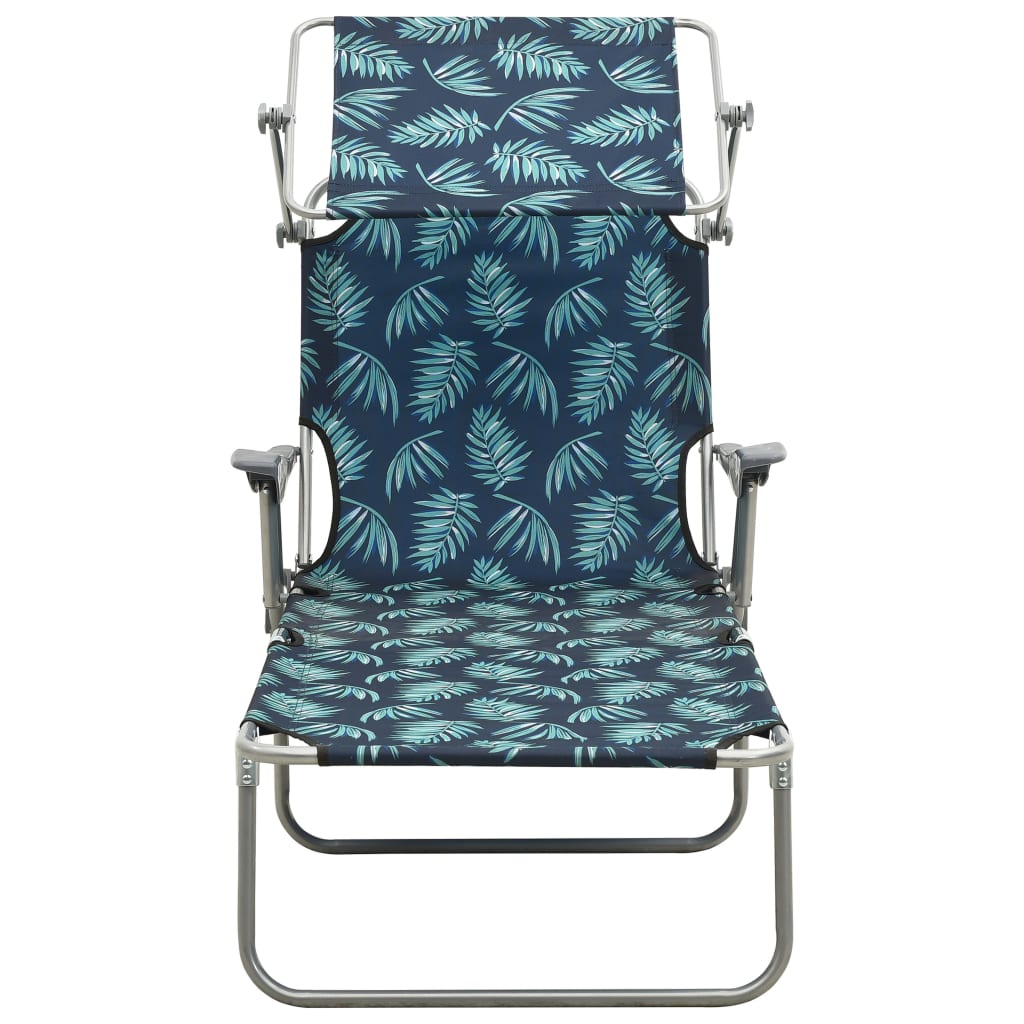Buyweek Sun Lounger with Canopy Steel Leaf Print