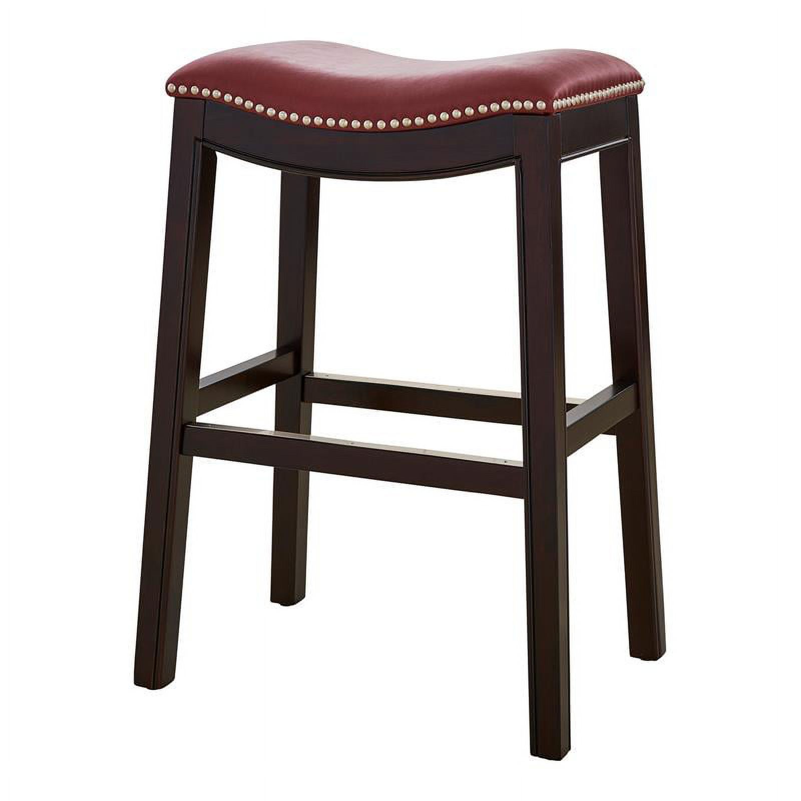 Home Square 2 Piece Saddle Faux Leather Counter Height Barstool Set in Red